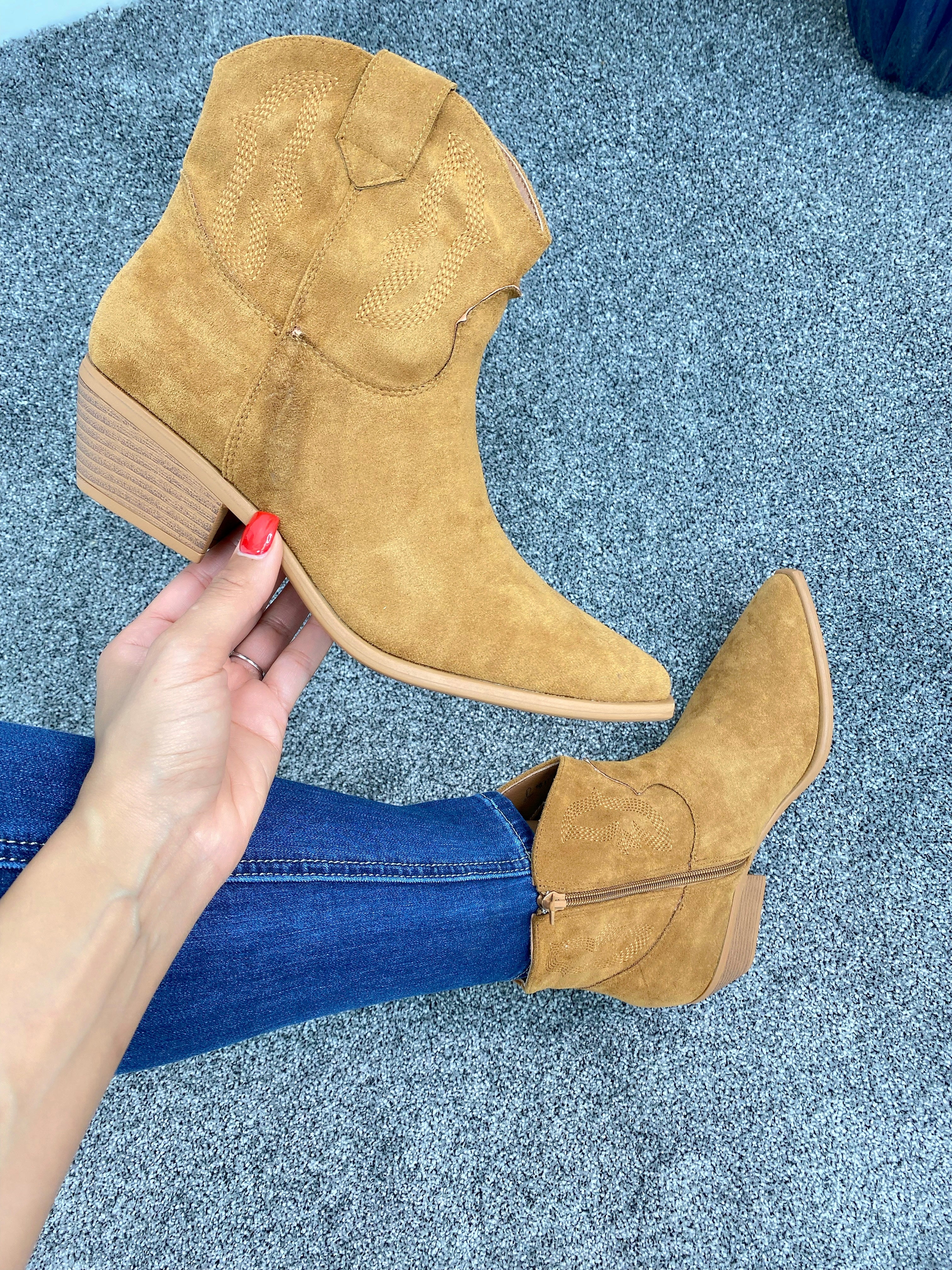 Avenue Faux Suede Western Ankle Boot