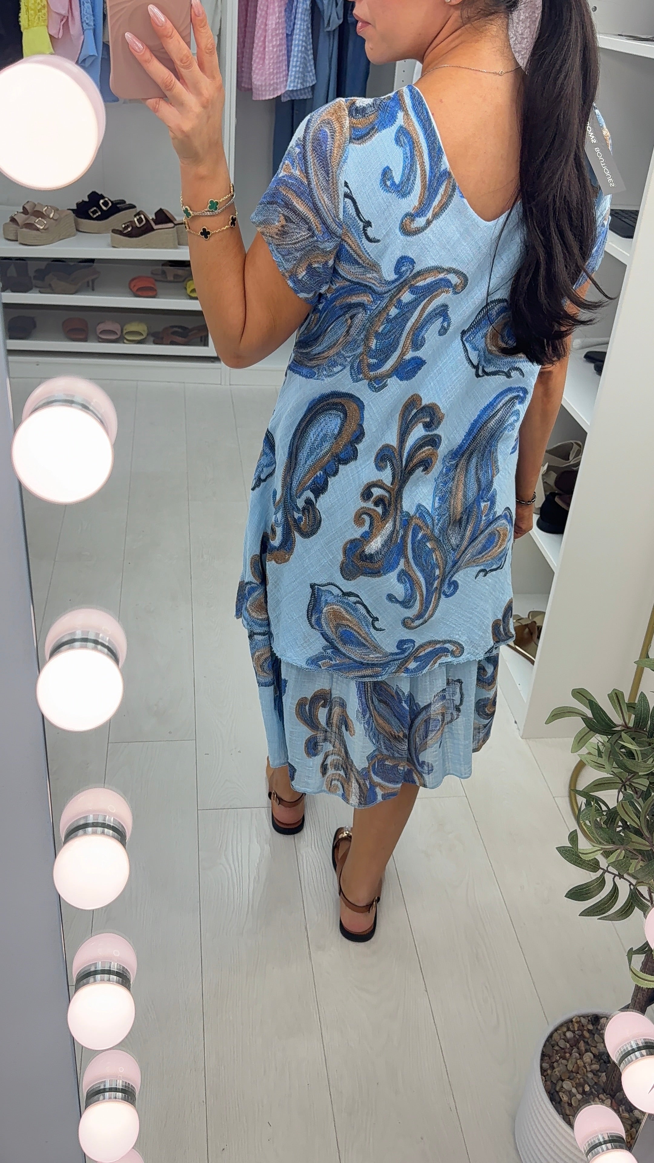 Bruna Paisley Print V Neck Floaty Midi Dress