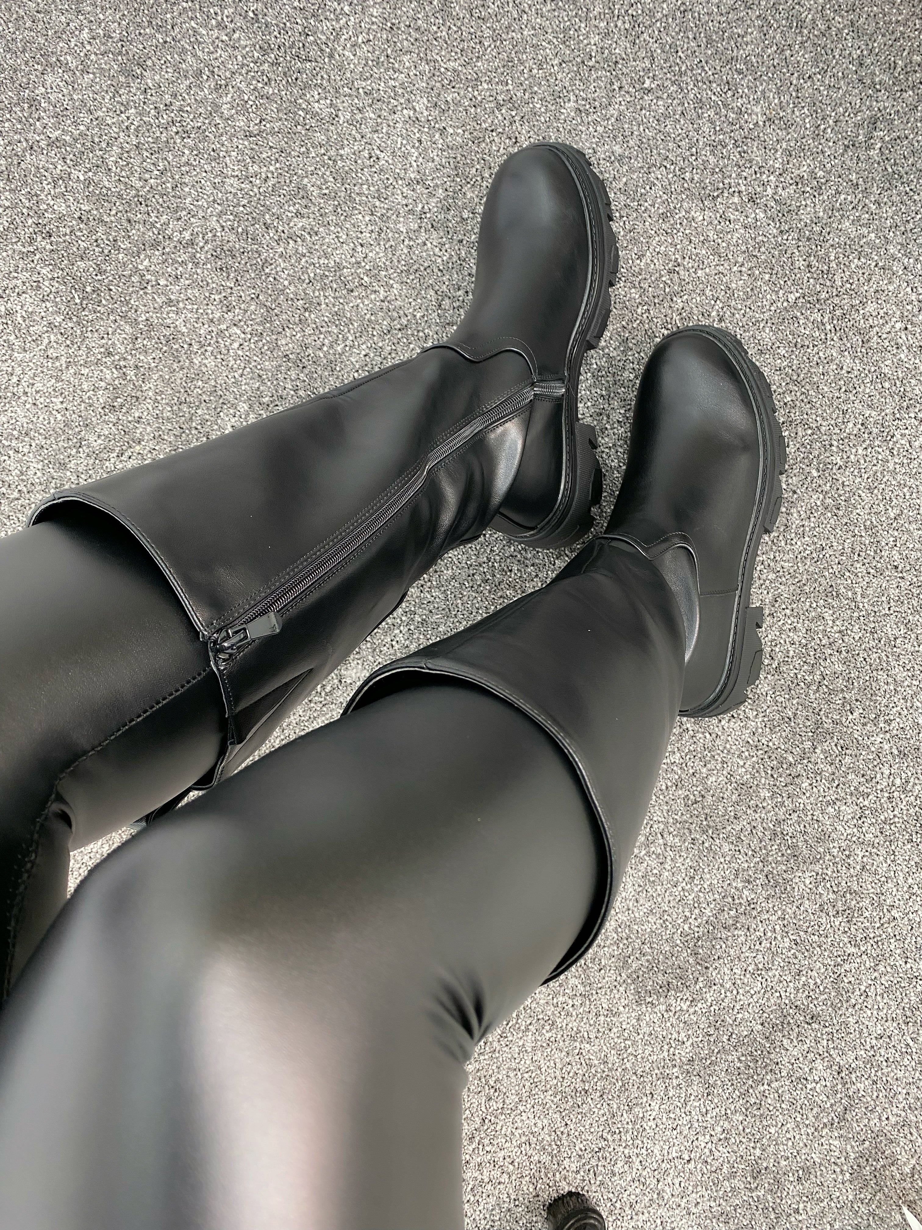 Bruce Black Chunky Knee High Boot