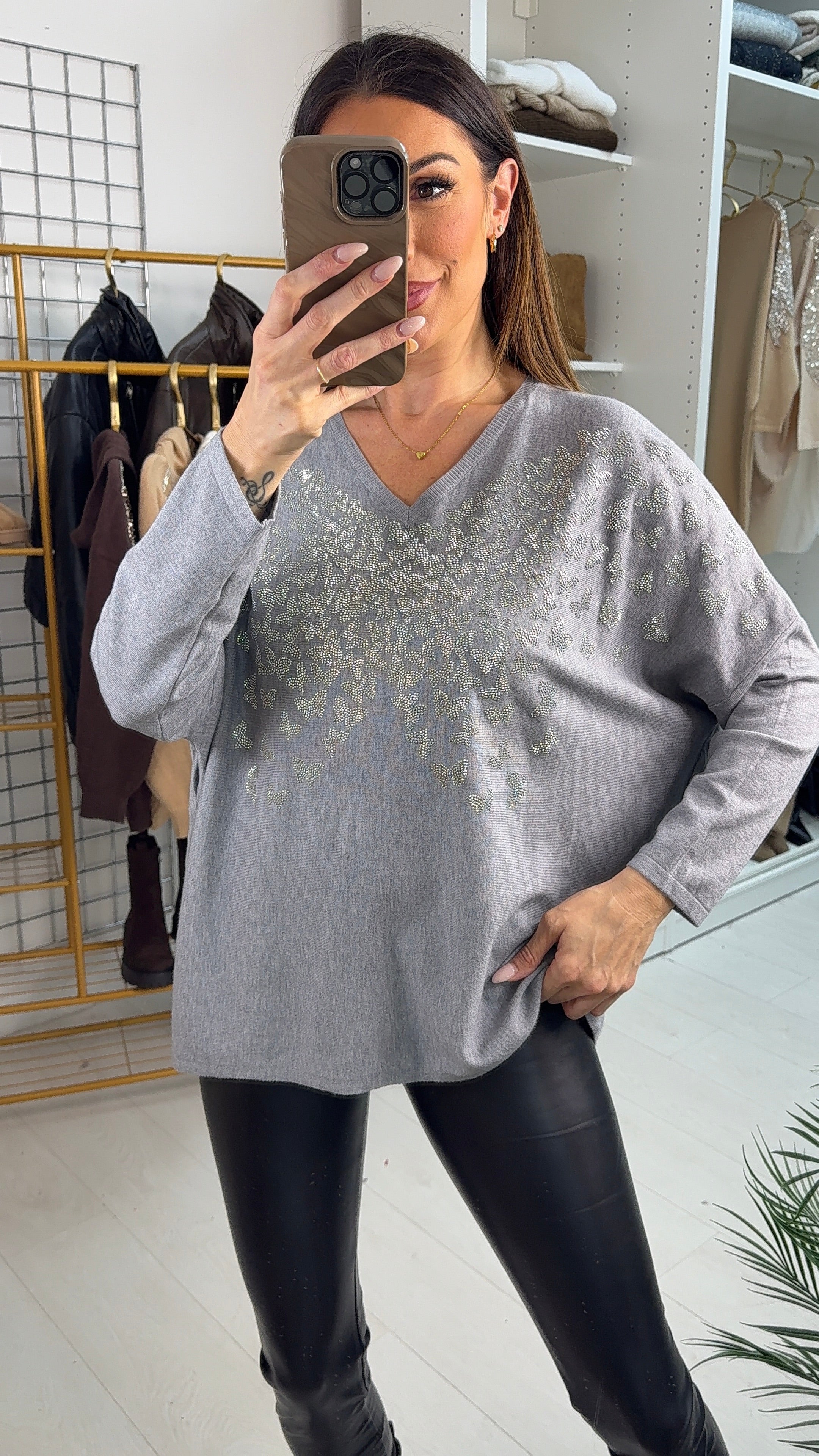 Anette Embellished Butterfly Detailed Loose Fit Jumper