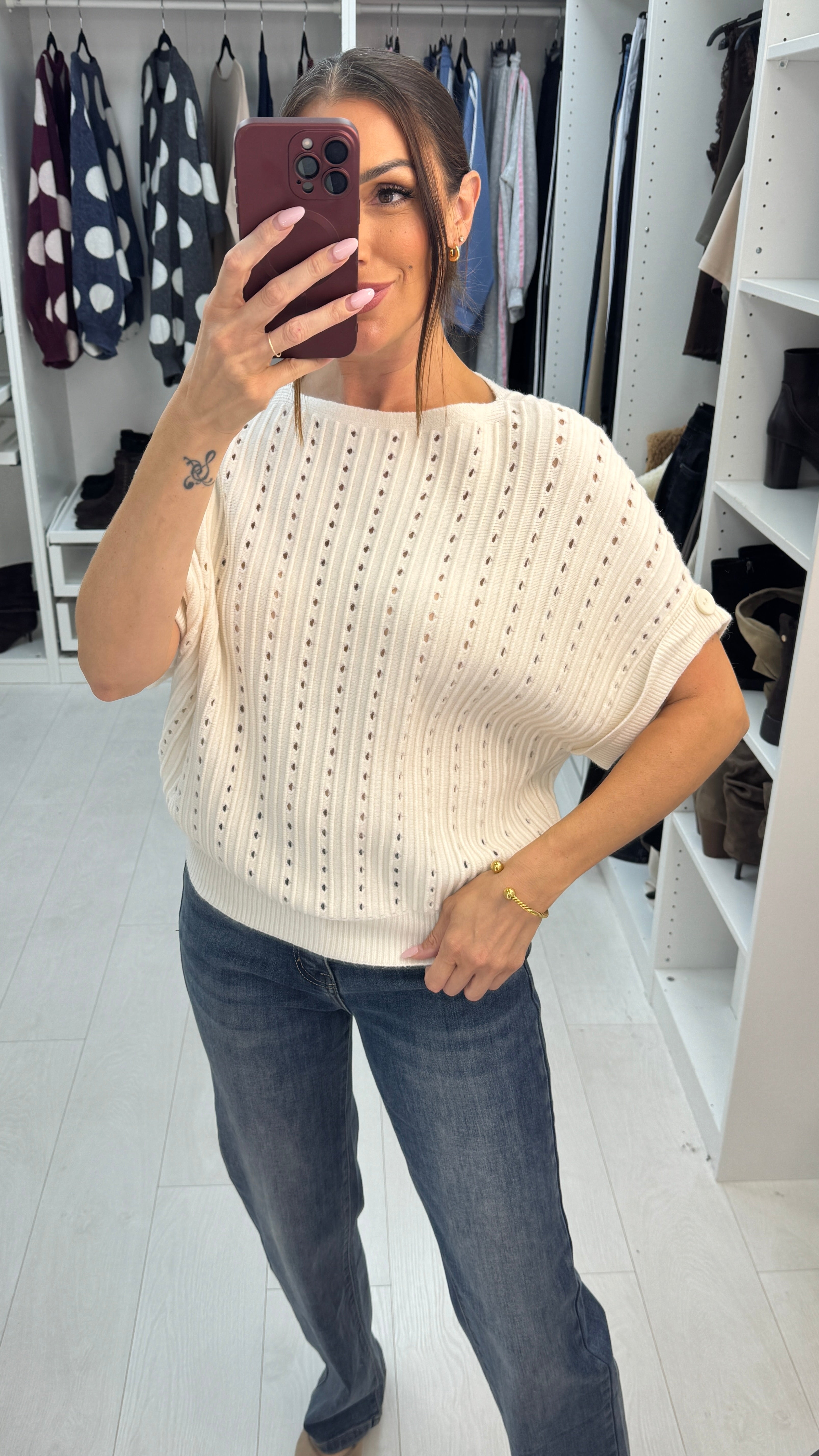 Vivika Plain Ribbed Short Sleeve Jumper