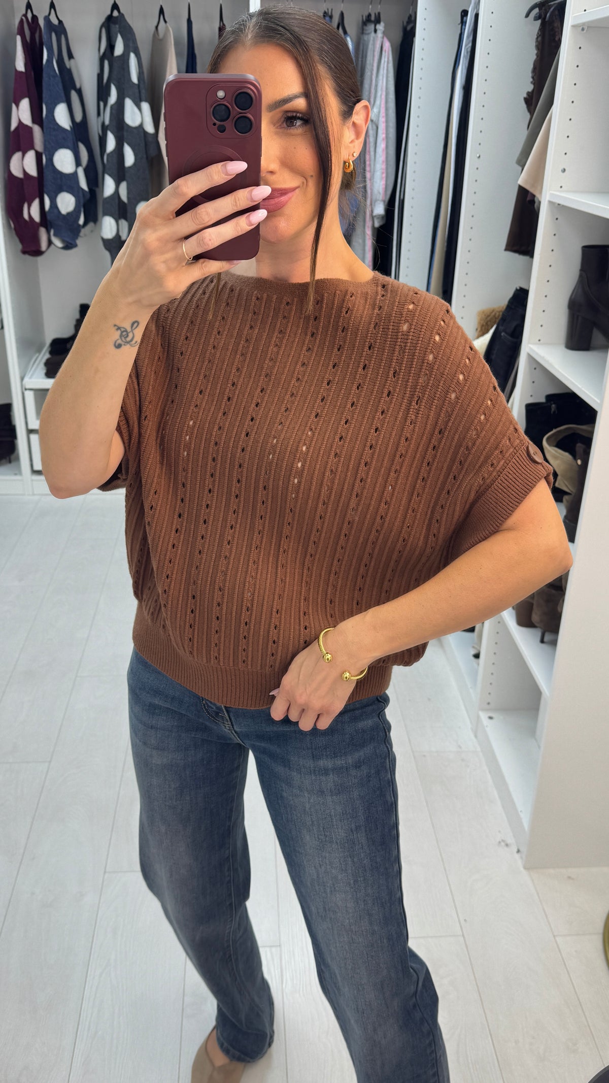 Vivika Plain Ribbed Short Sleeve Jumper