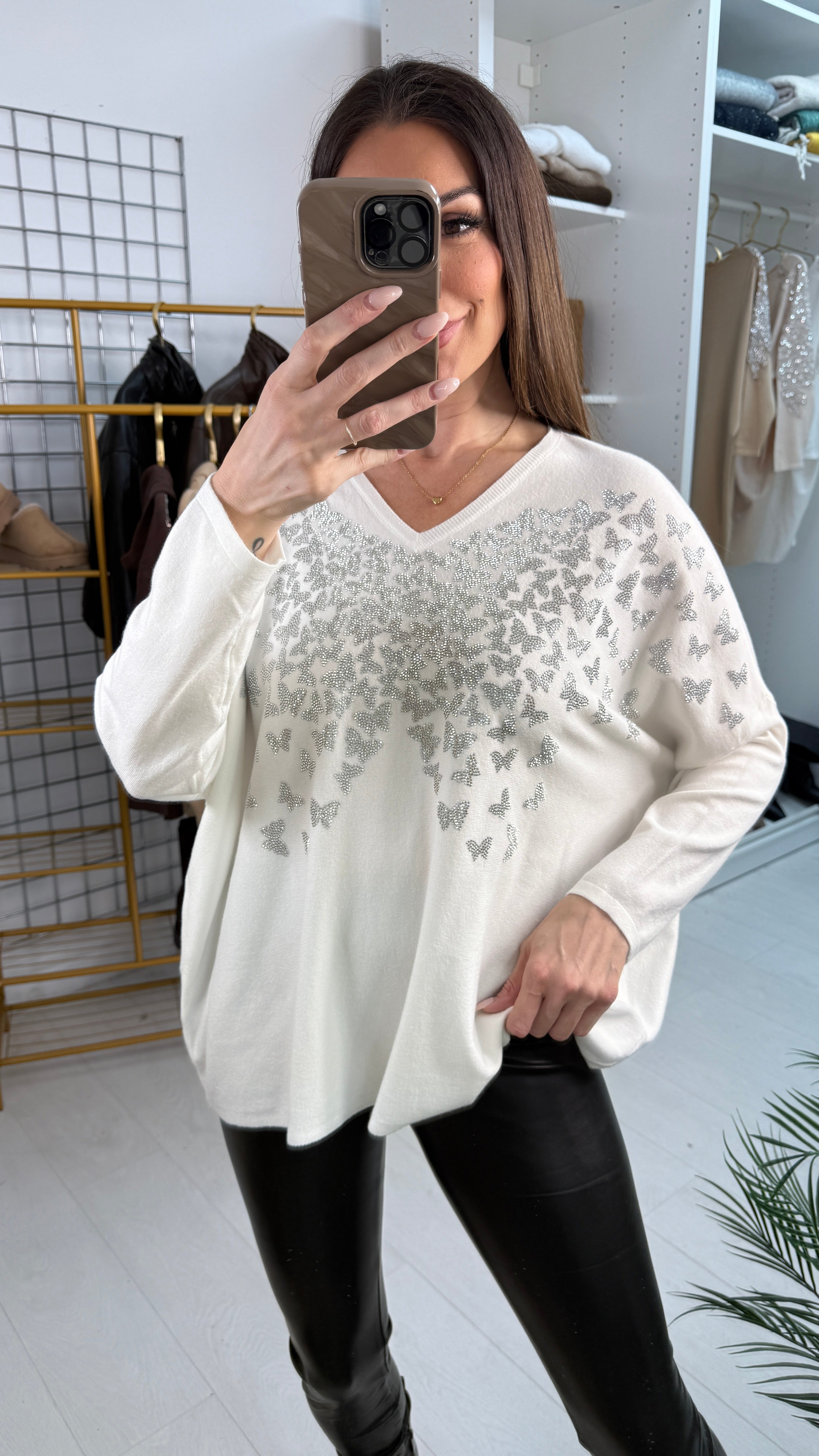 Anette Embellished Butterfly Detailed Loose Fit Jumper