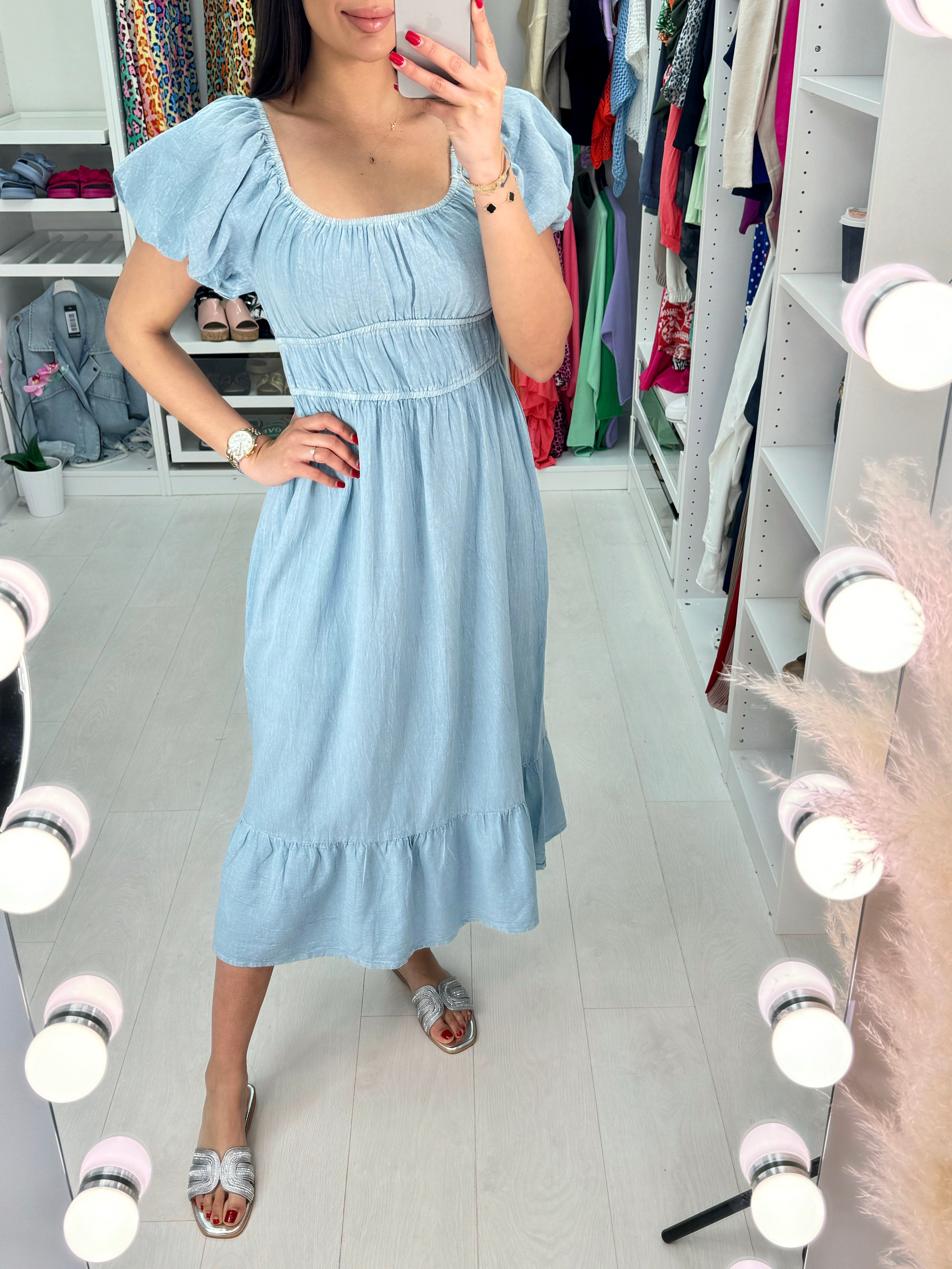 Chantelle Linen Bardot Dress