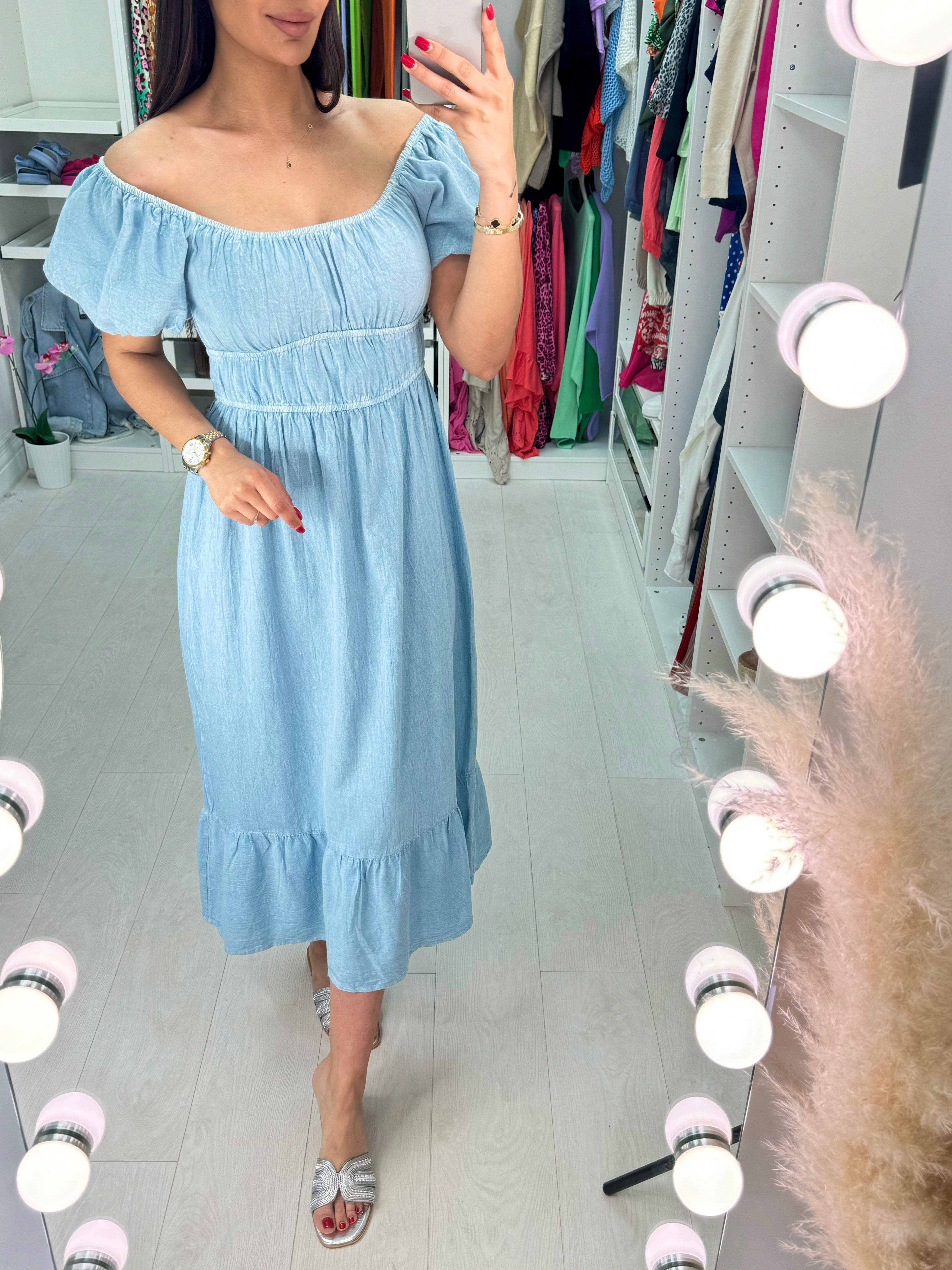 Chantelle Linen Bardot Dress