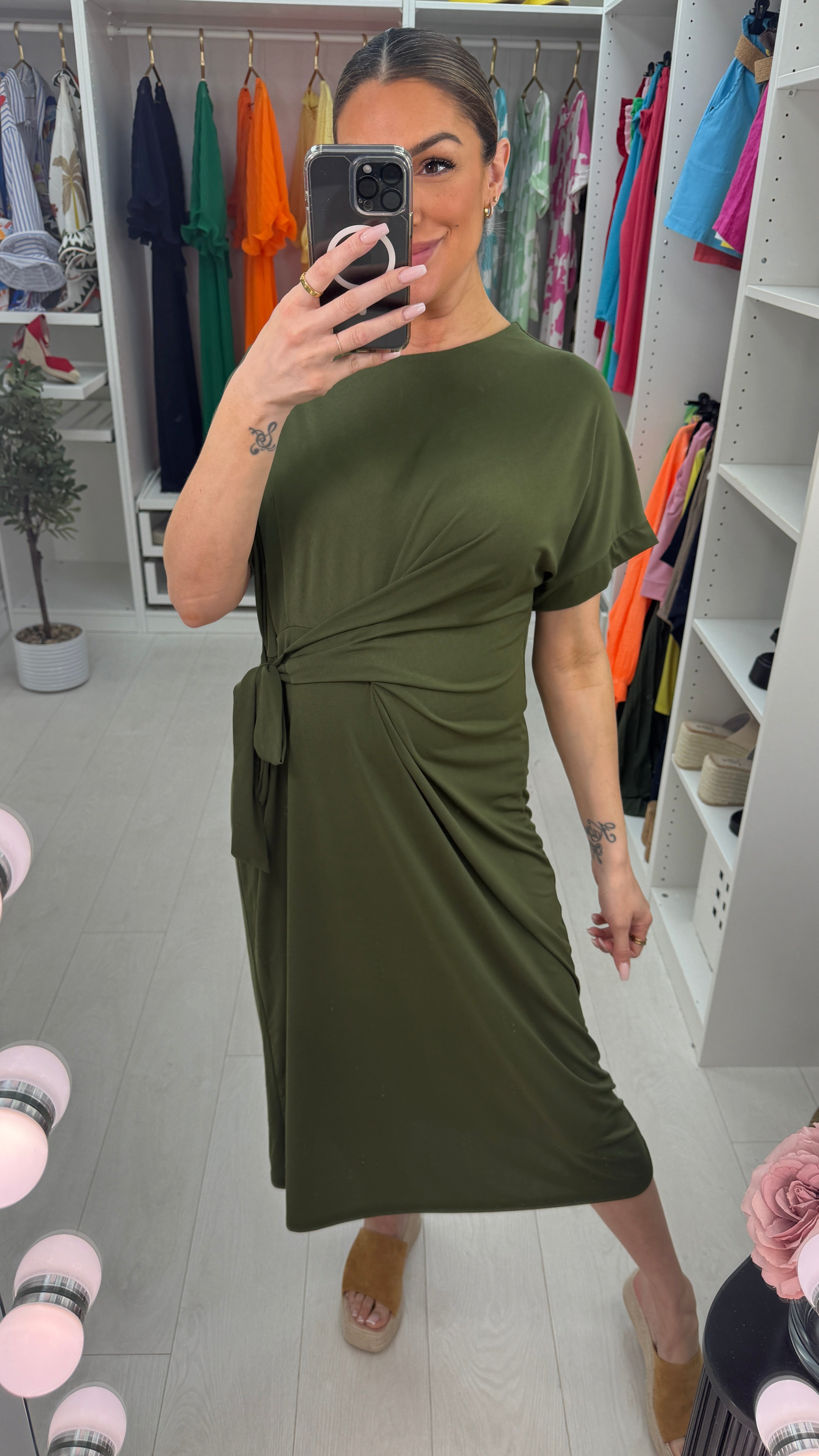 Sorcha Tie Side Plain Midi Dress