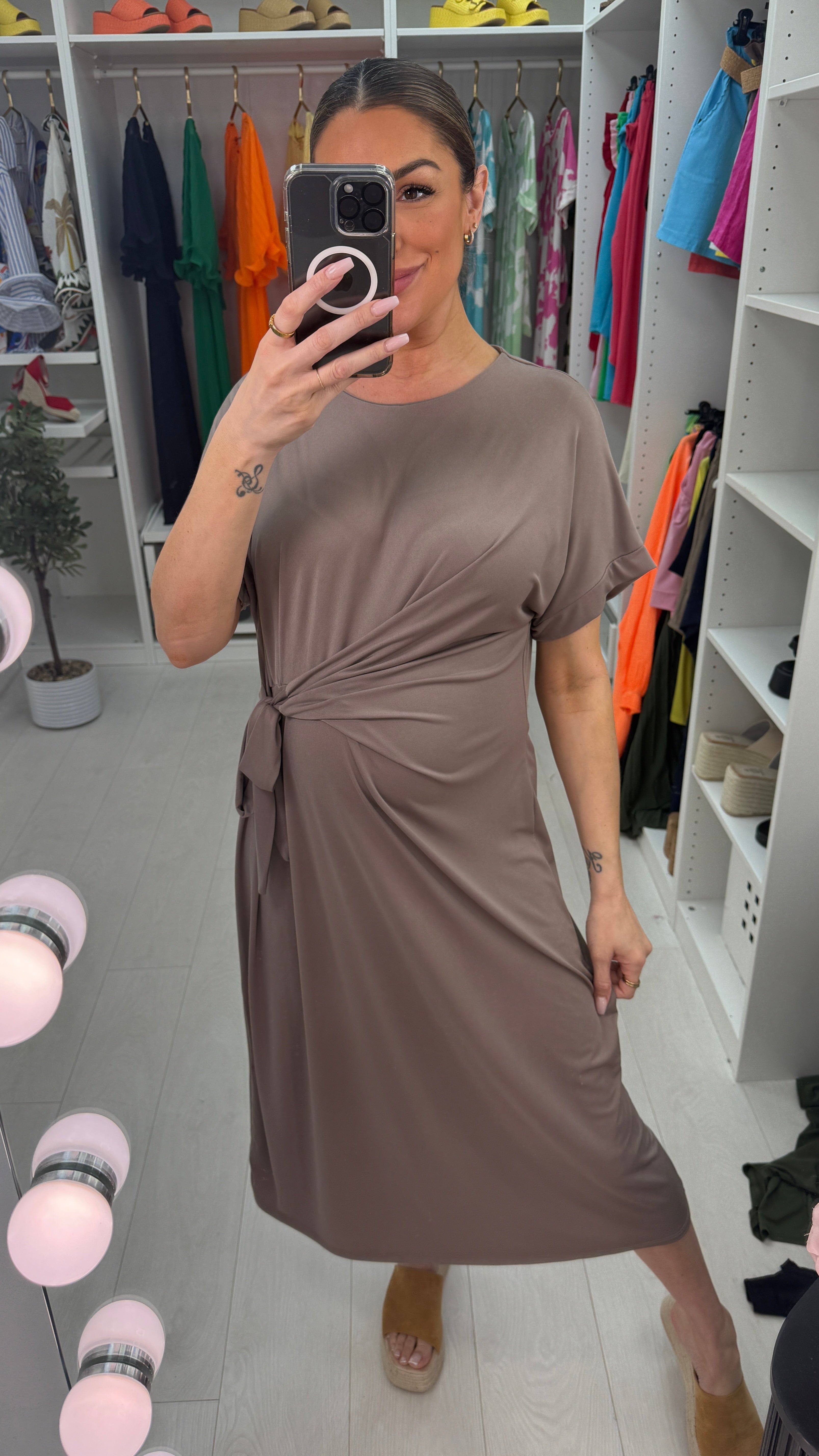 Sorcha Tie Side Plain Midi Dress