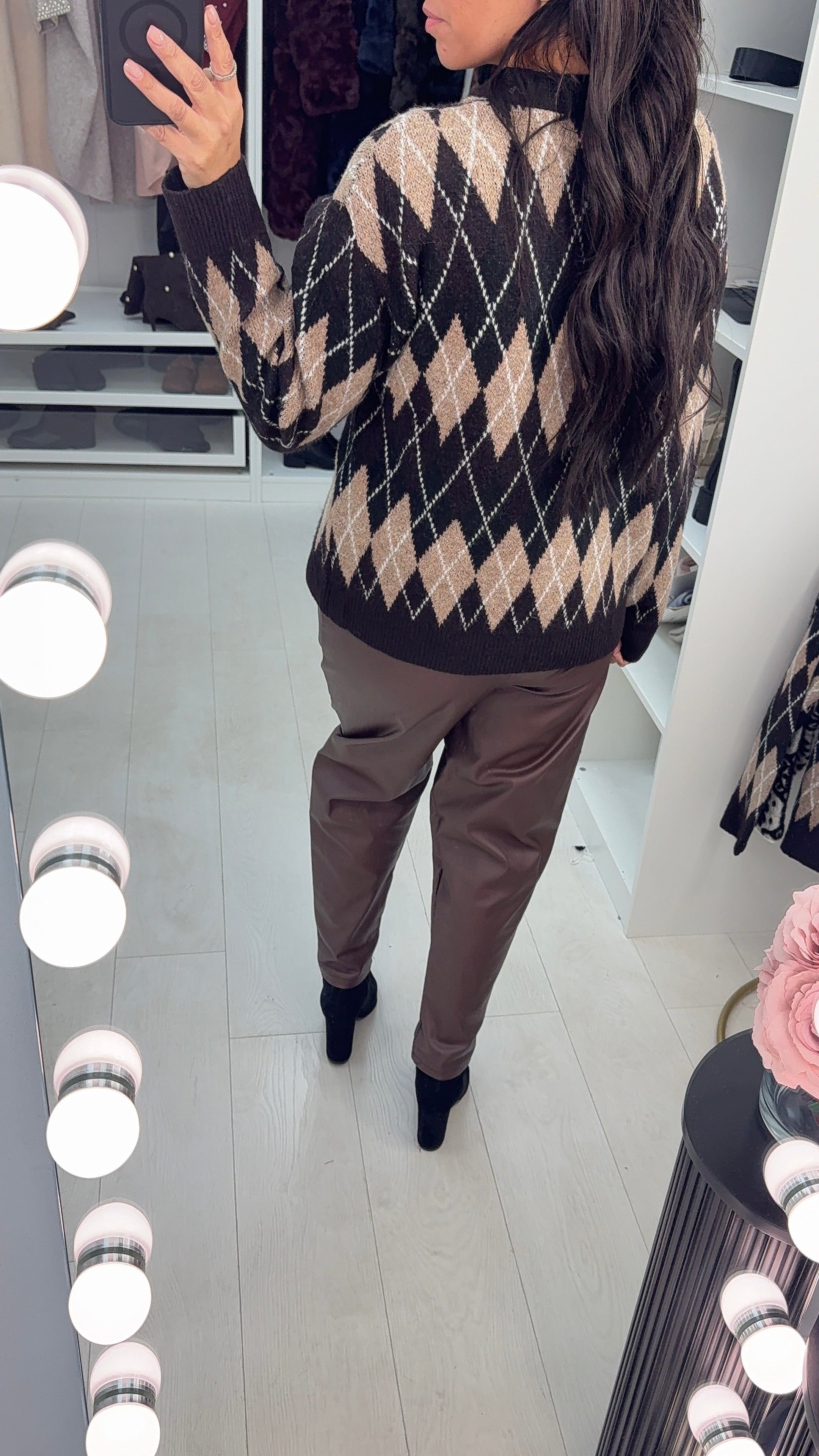 Loula Argyle Button Front Cardigan