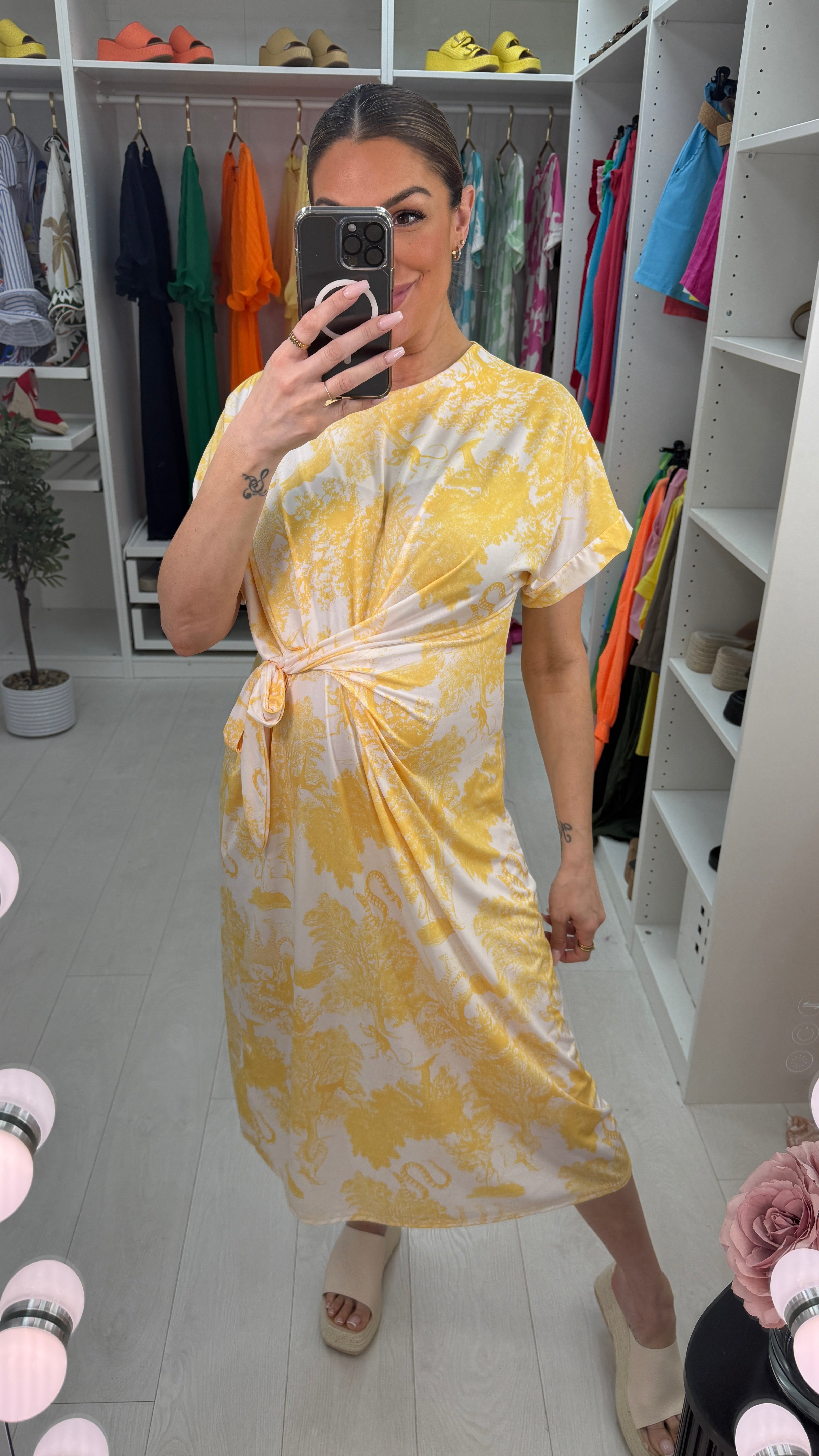 Salma Tie Side Jungle Print Midi Dress