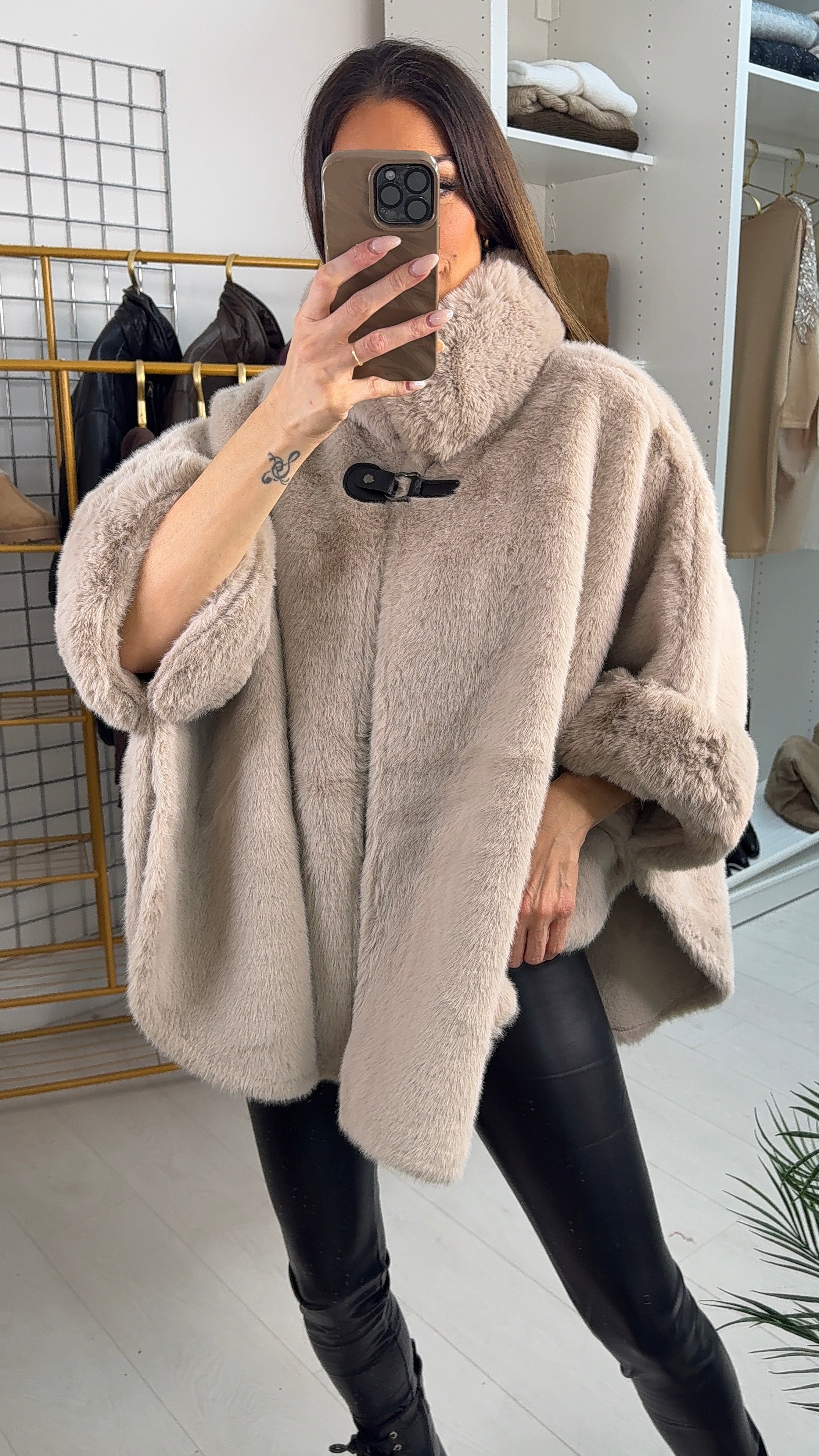 Davina Faux Fur Poncho Jacket