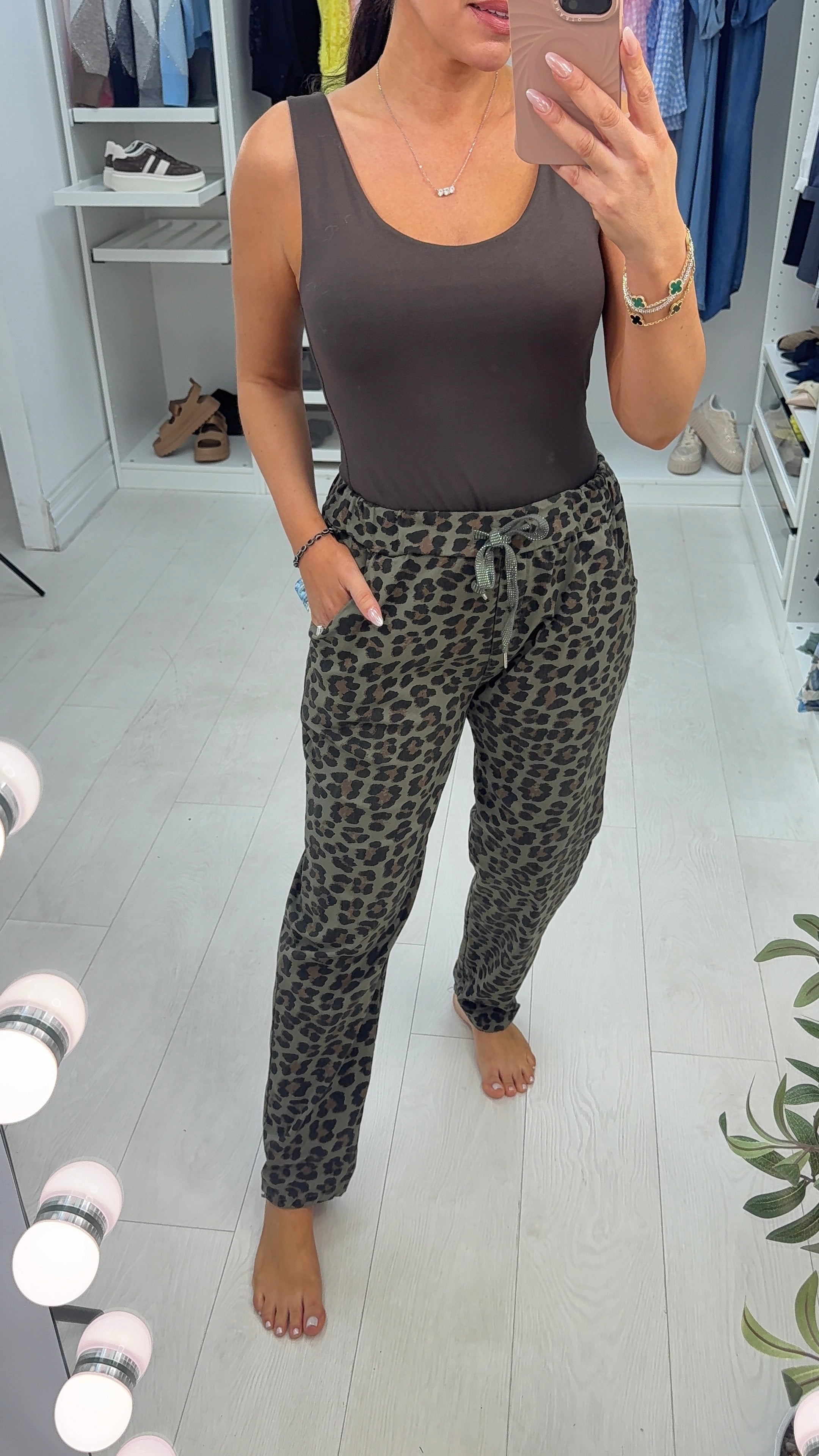 Evora Leopard Print Elasticated Waist Magic Trousers