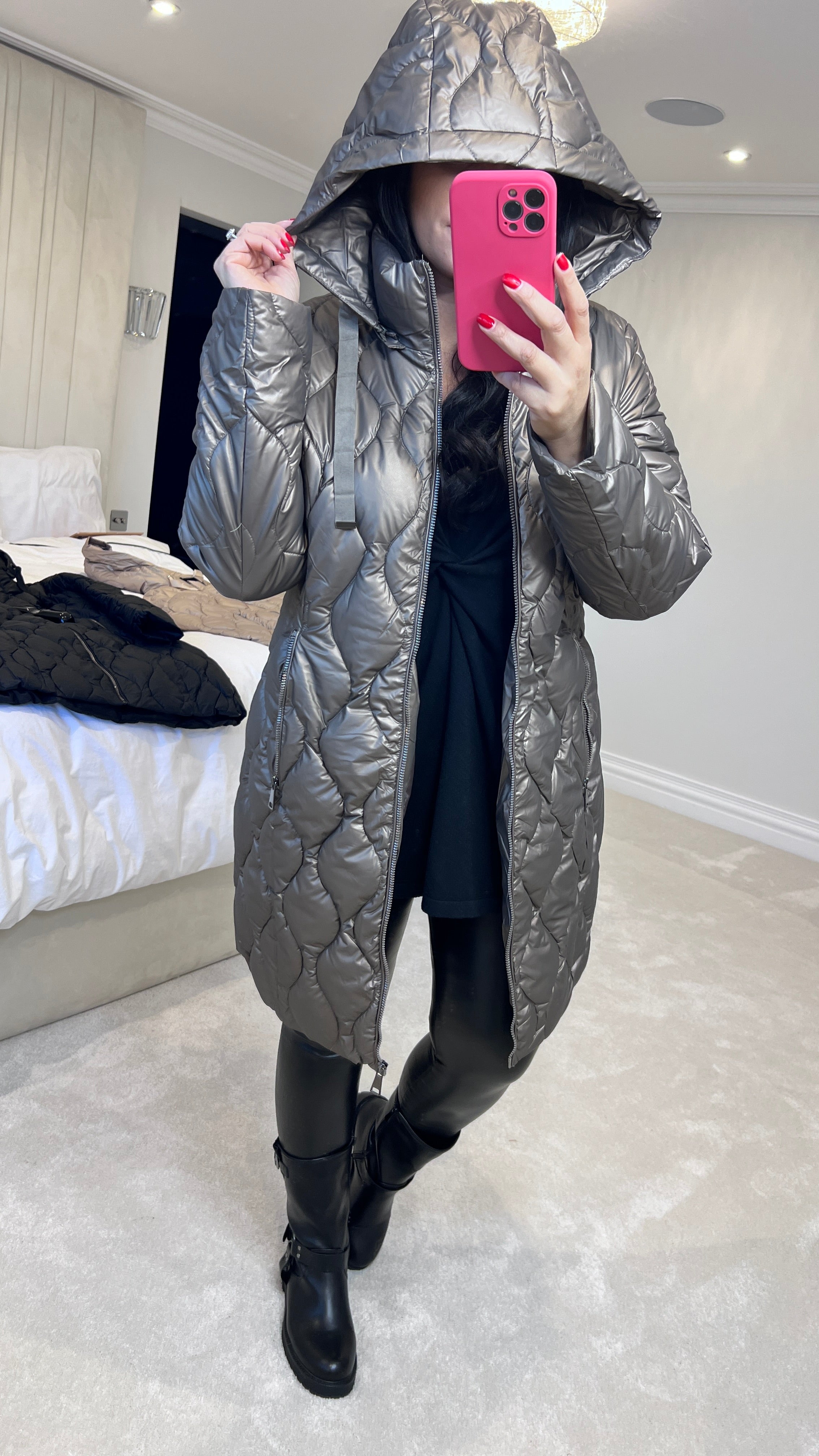 Giselle Pearl Bronze Quilted Padded Coat