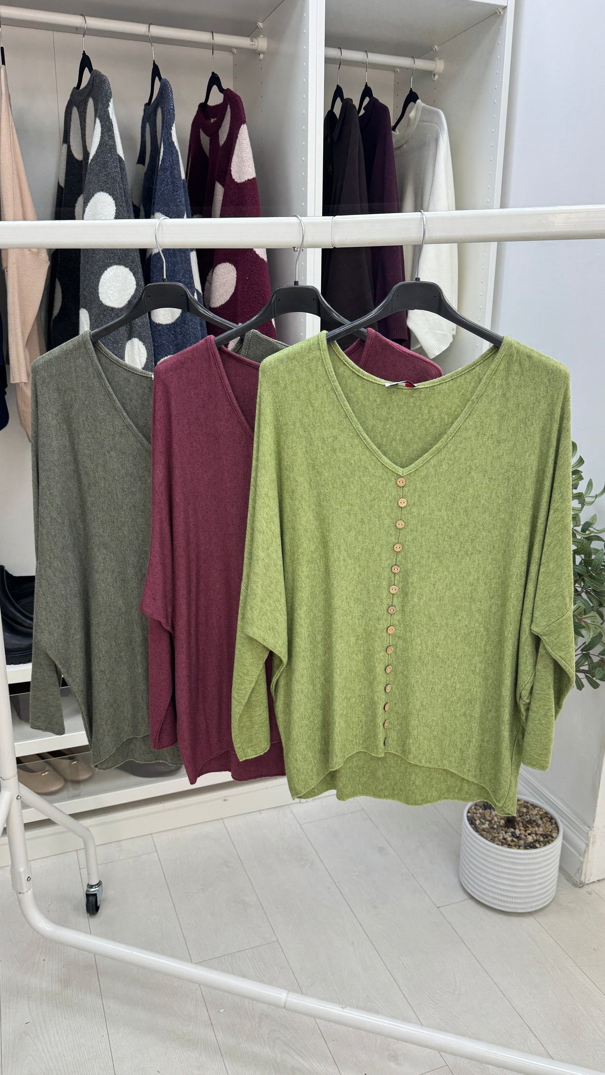 Bonita Button Detailed V Neck Knit Jumper