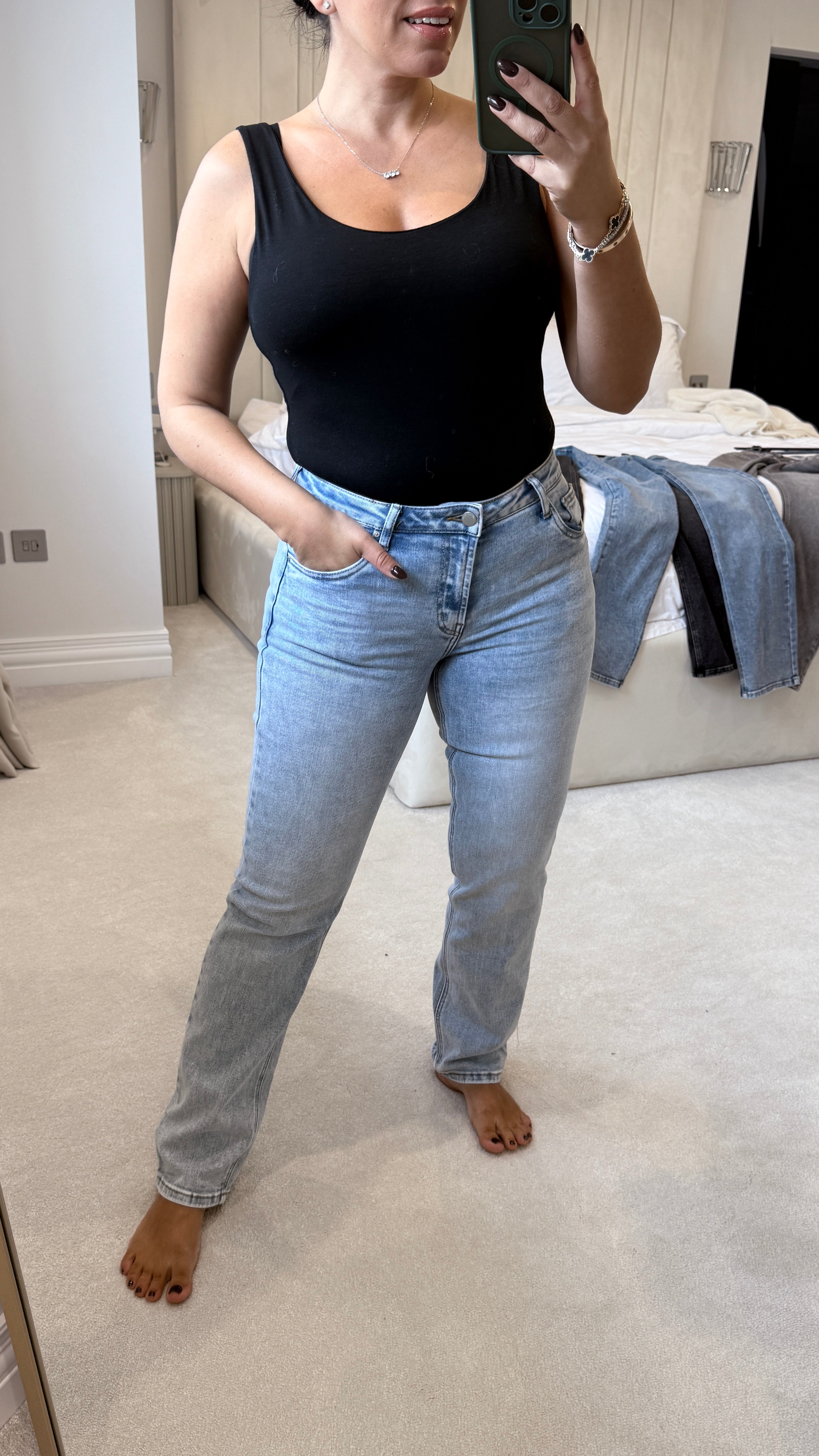 Kendall High Waisted Straight Leg Jeans