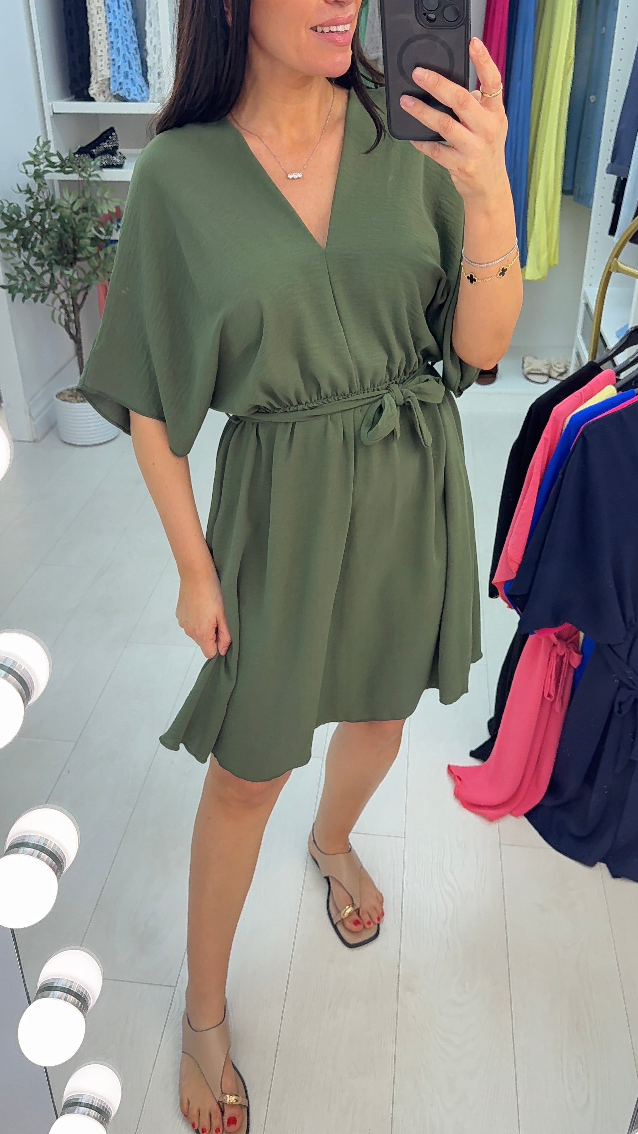 Merinda Plain Elasticated Waist Short Sleeve Dress