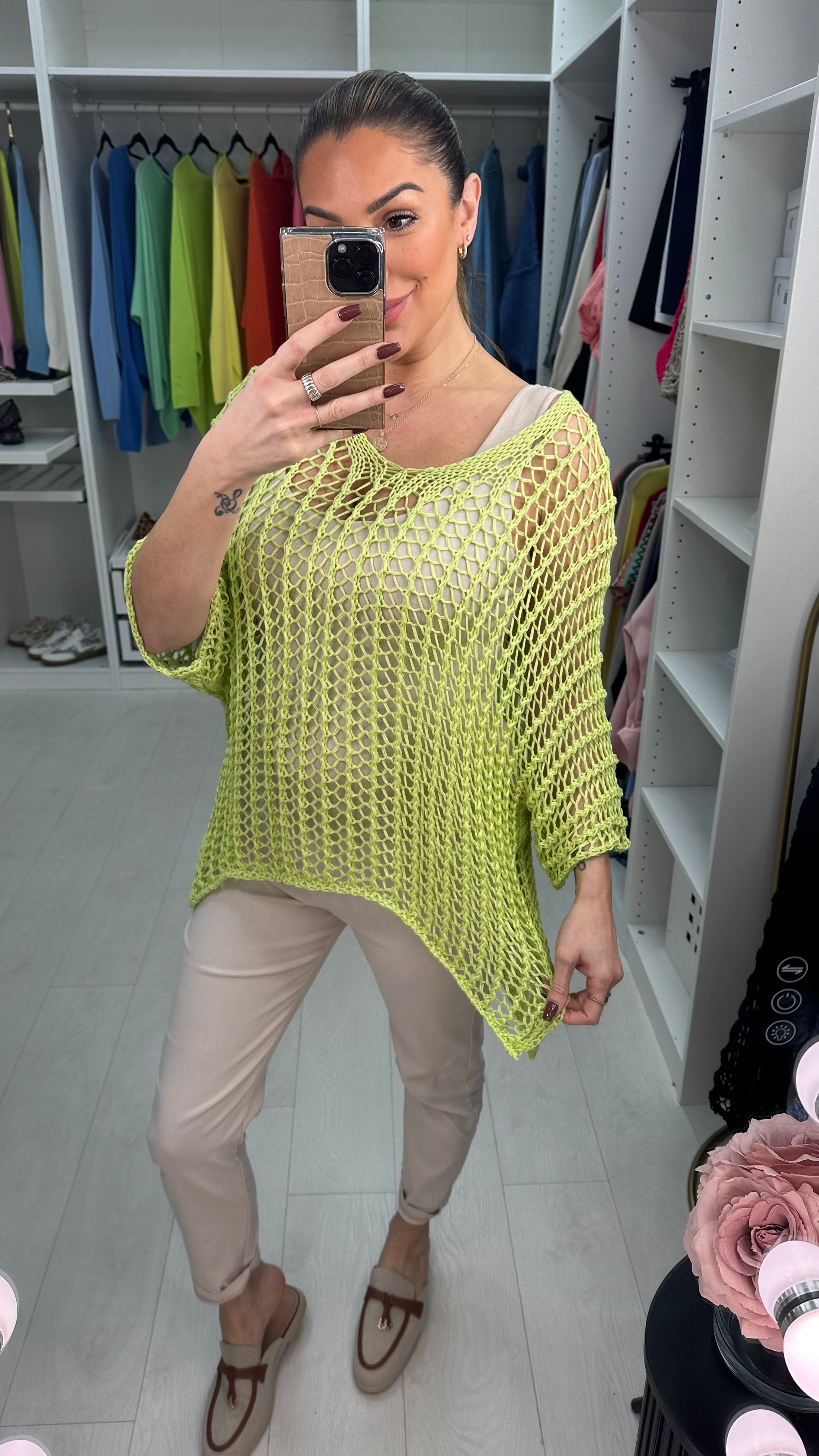Katy Loose Fit Batwing Sleeve Crochet Top
