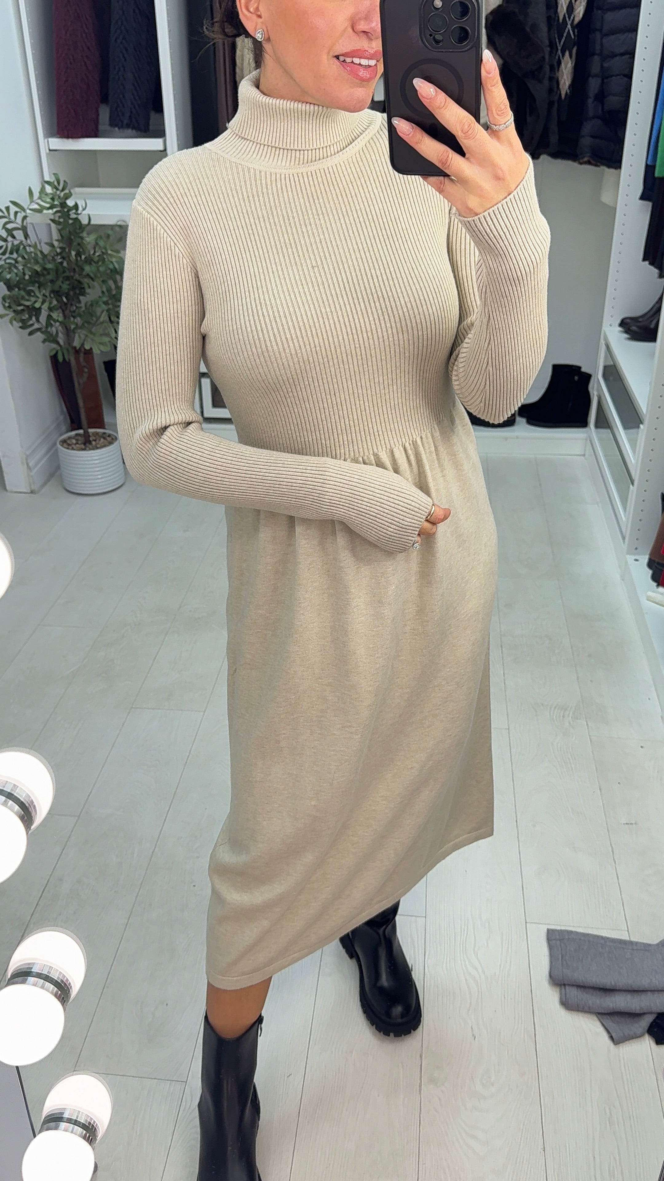 Netima Plain Roll Neck Jumper Dress