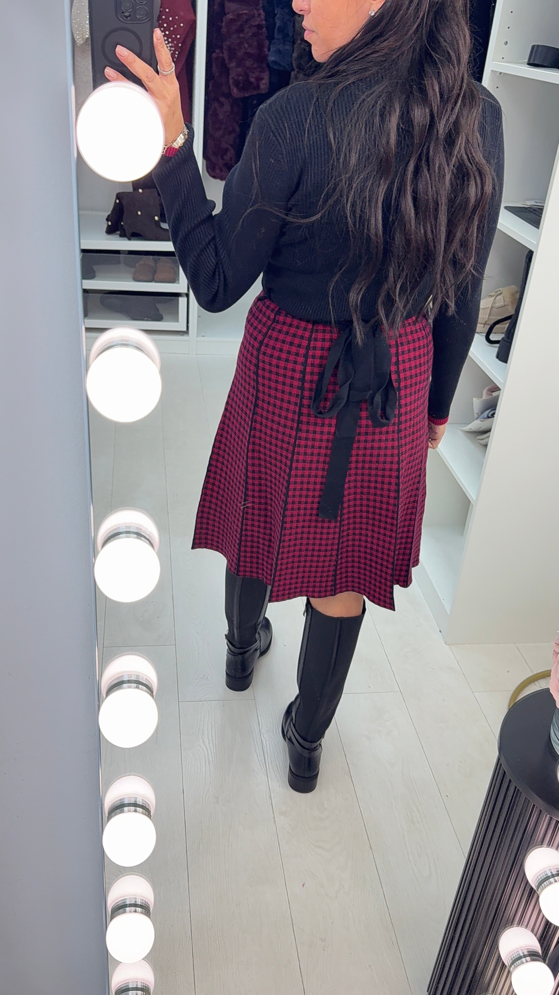 Isana Button Detailed Belted Midi Skater Dress