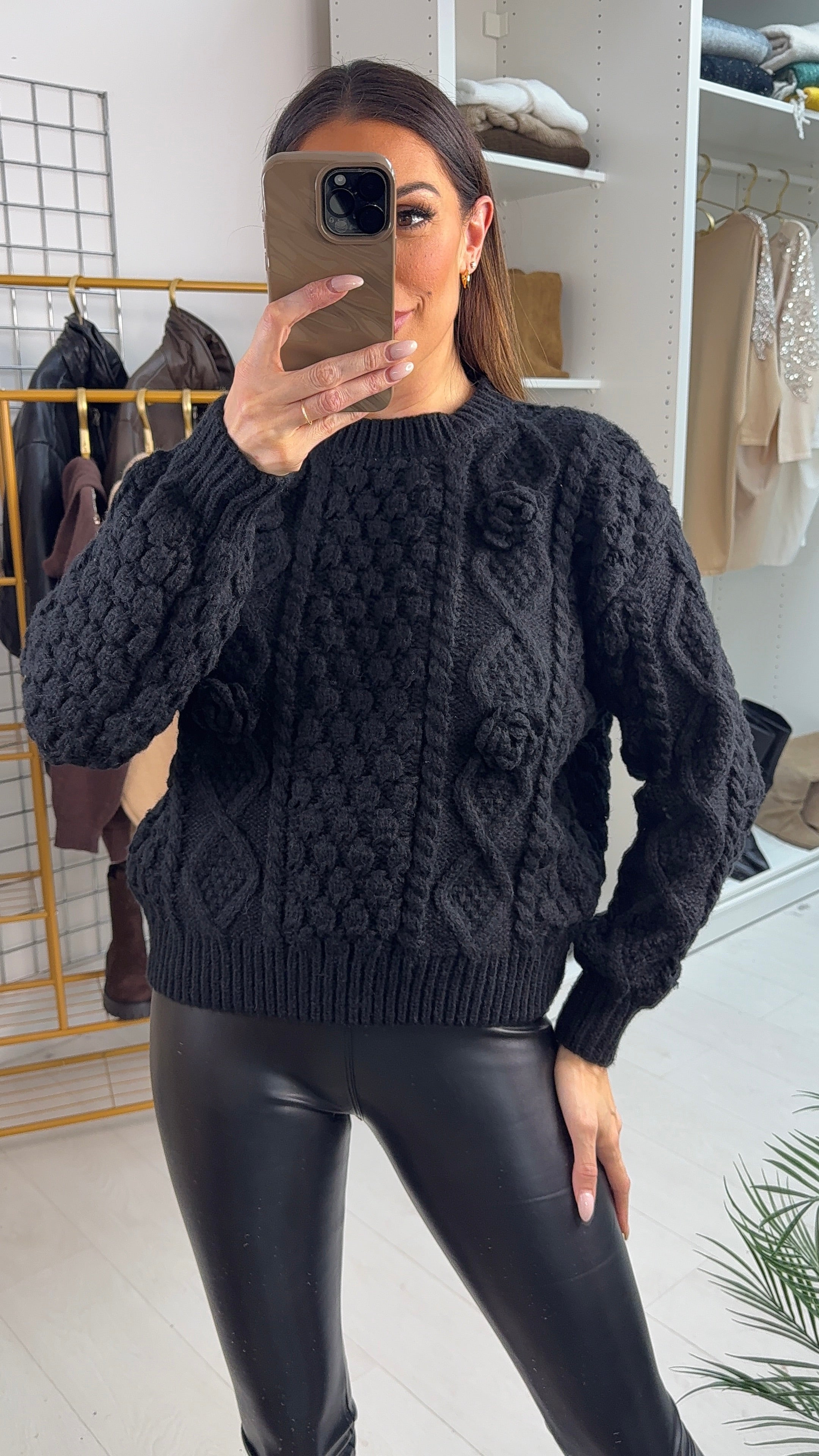 Romy Chunky Floral Knit Jumper