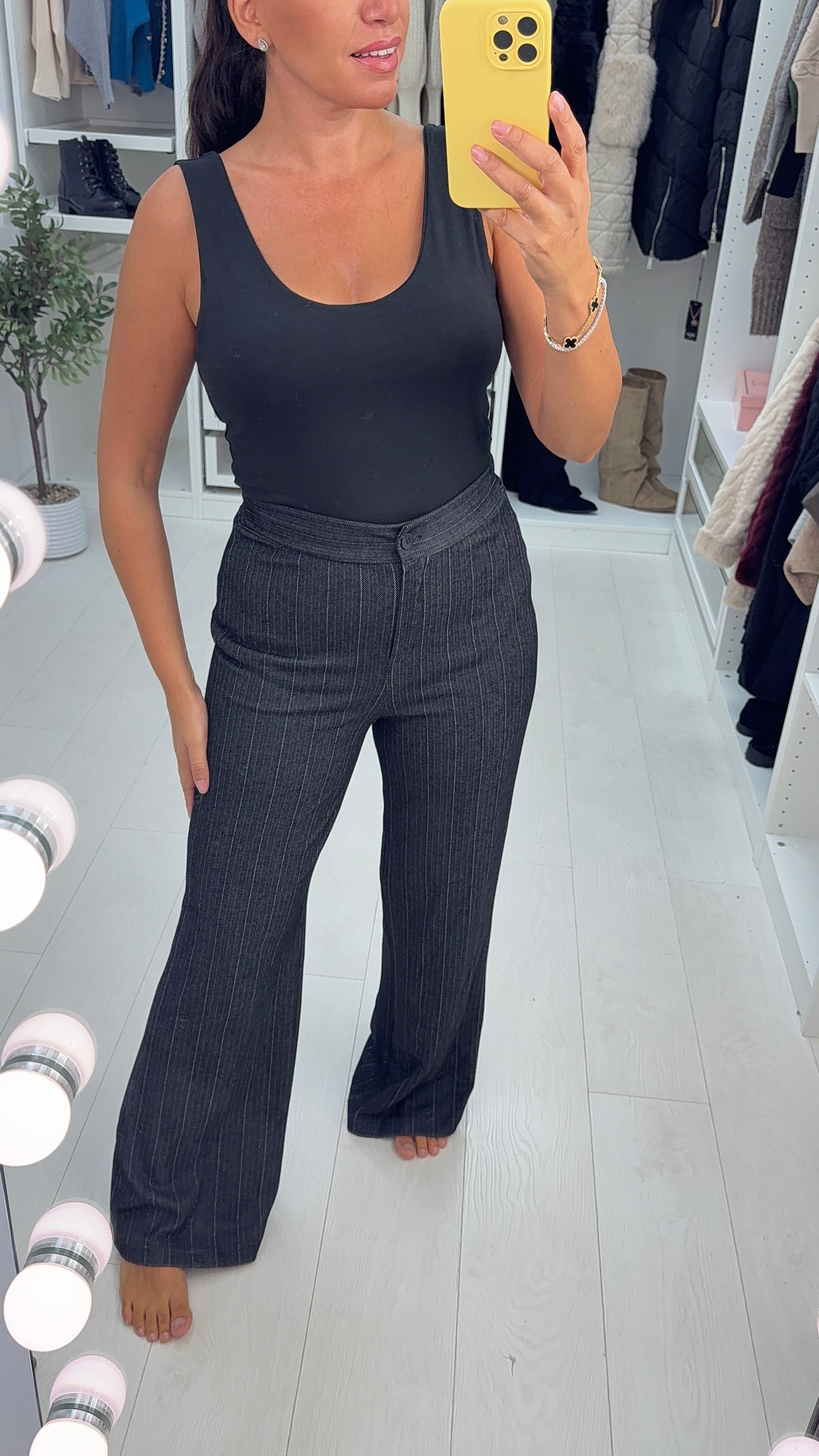 Gwen Stripe Detail Wide Leg Trousers