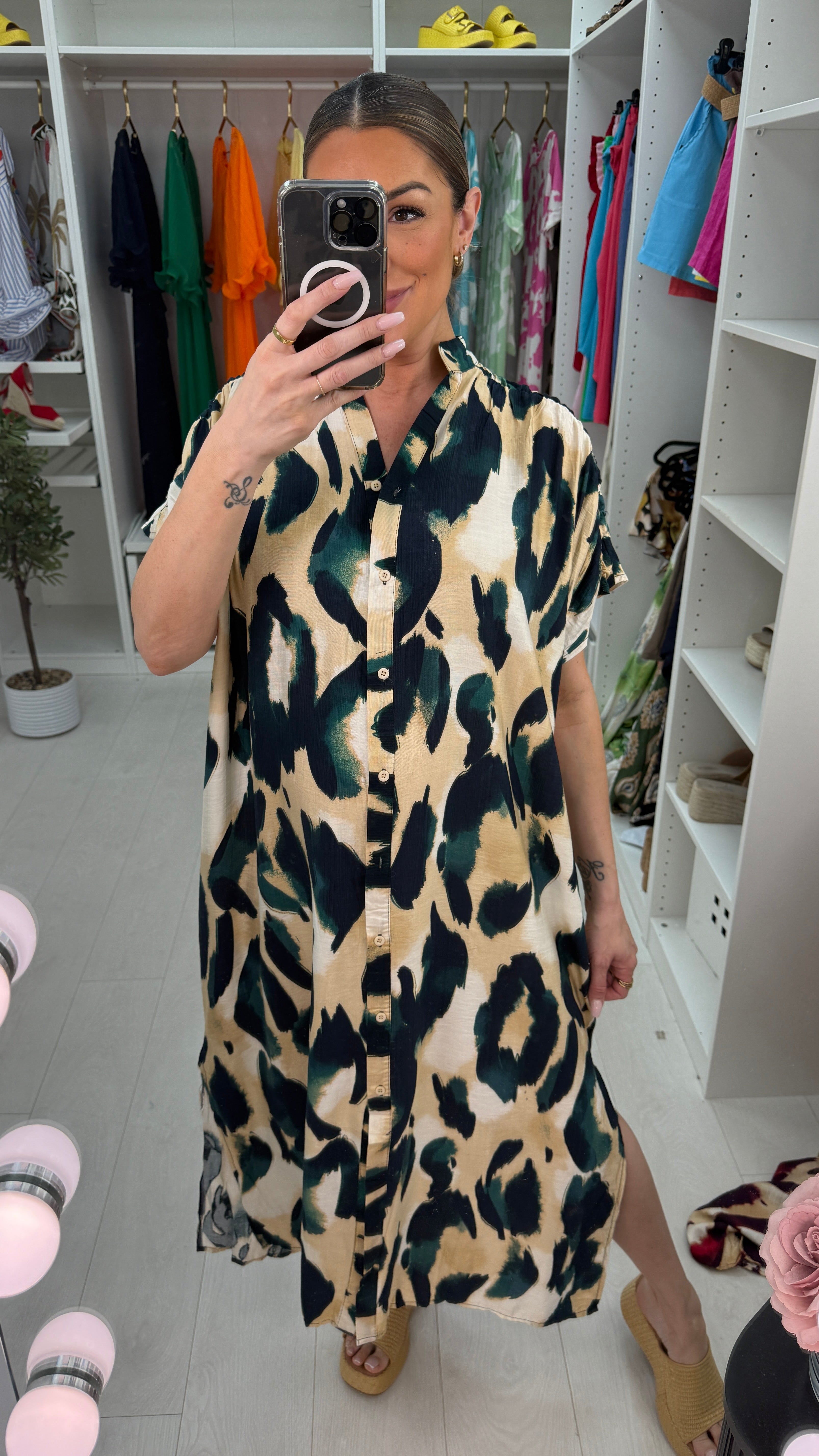 Meagan Cheetah Pattern Loose Fit Maxi Dress