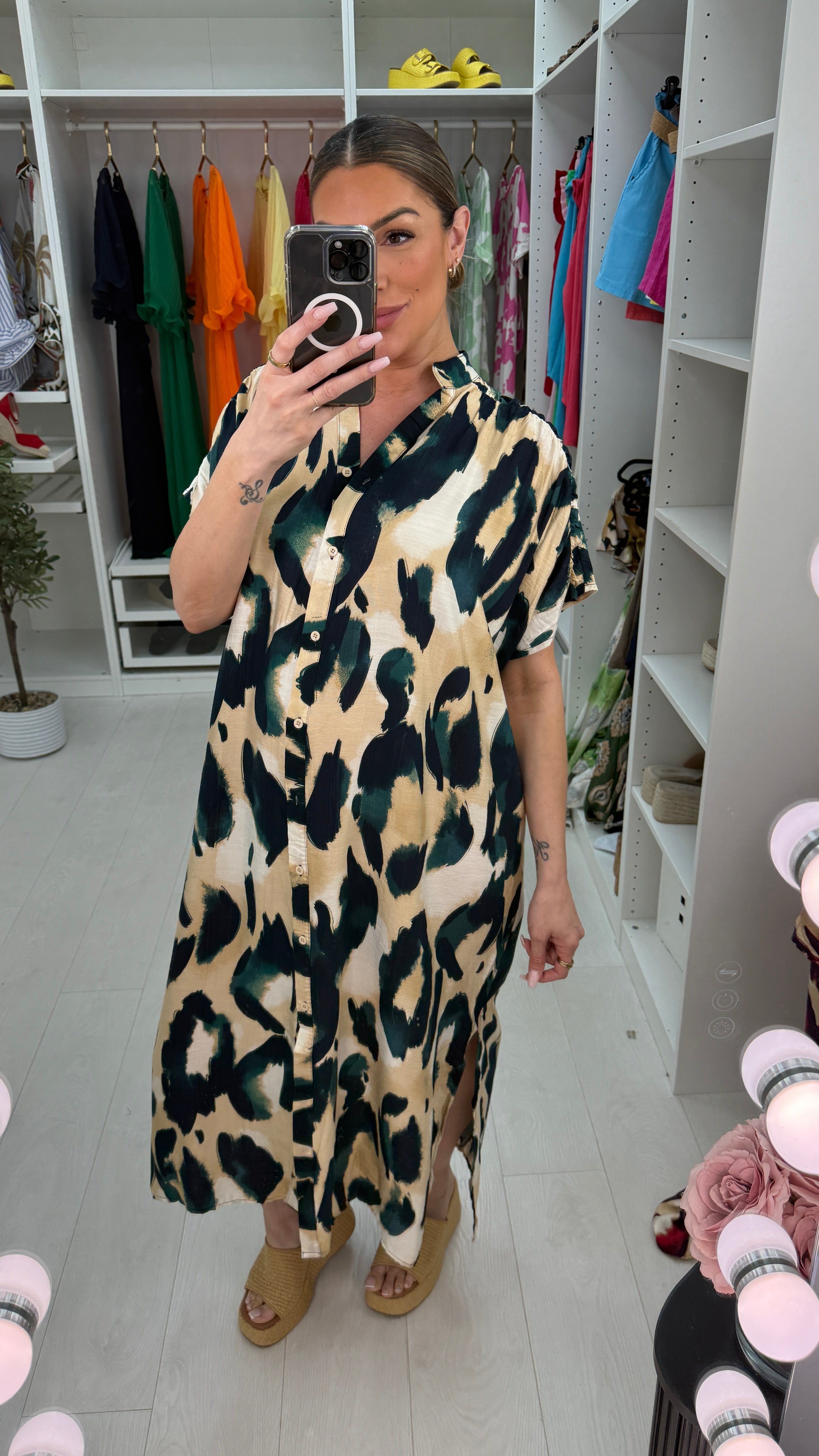 Meagan Cheetah Pattern Loose Fit Maxi Dress