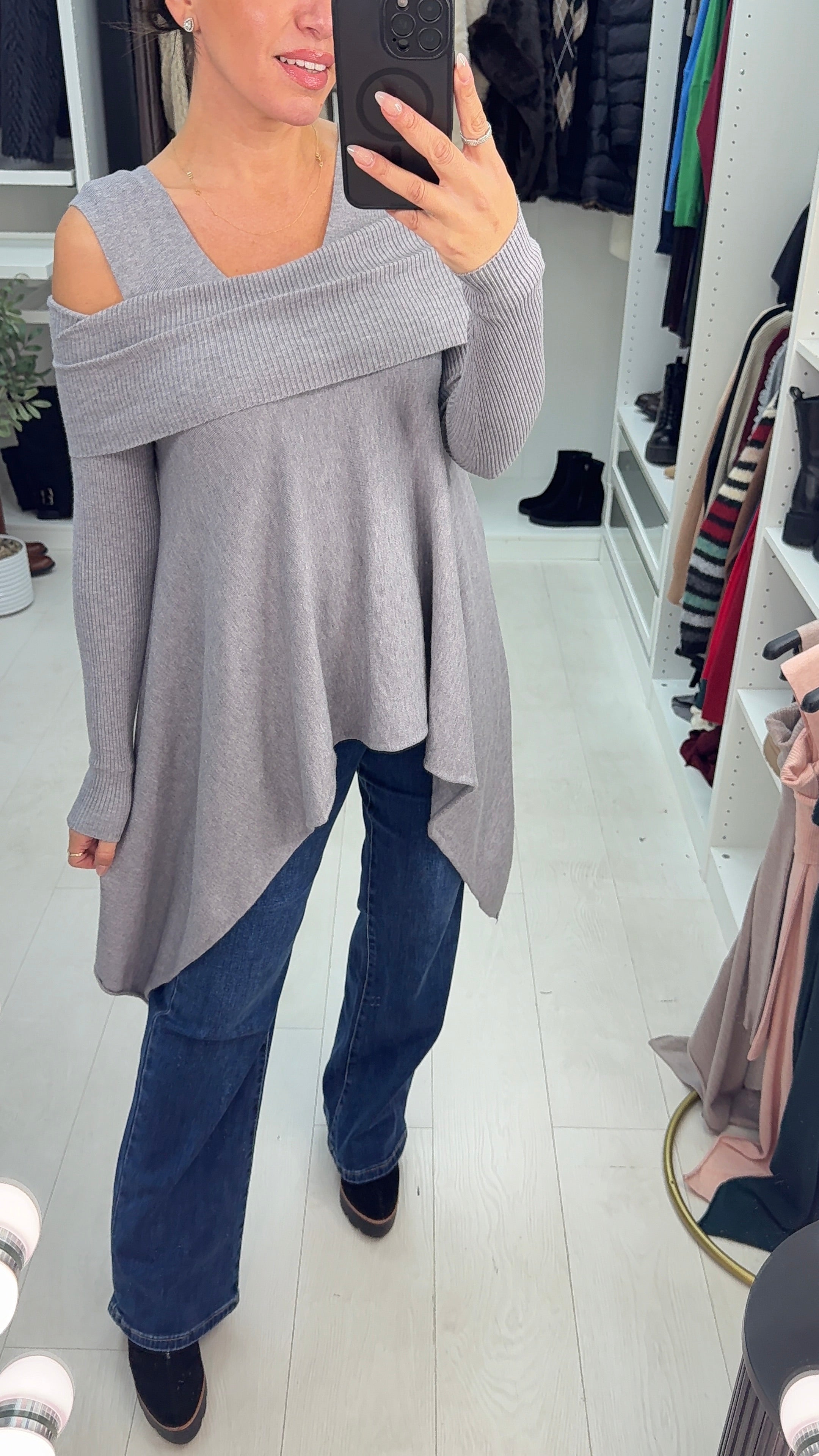 Malissa Drape Side Knitted Loose Fit Jumper