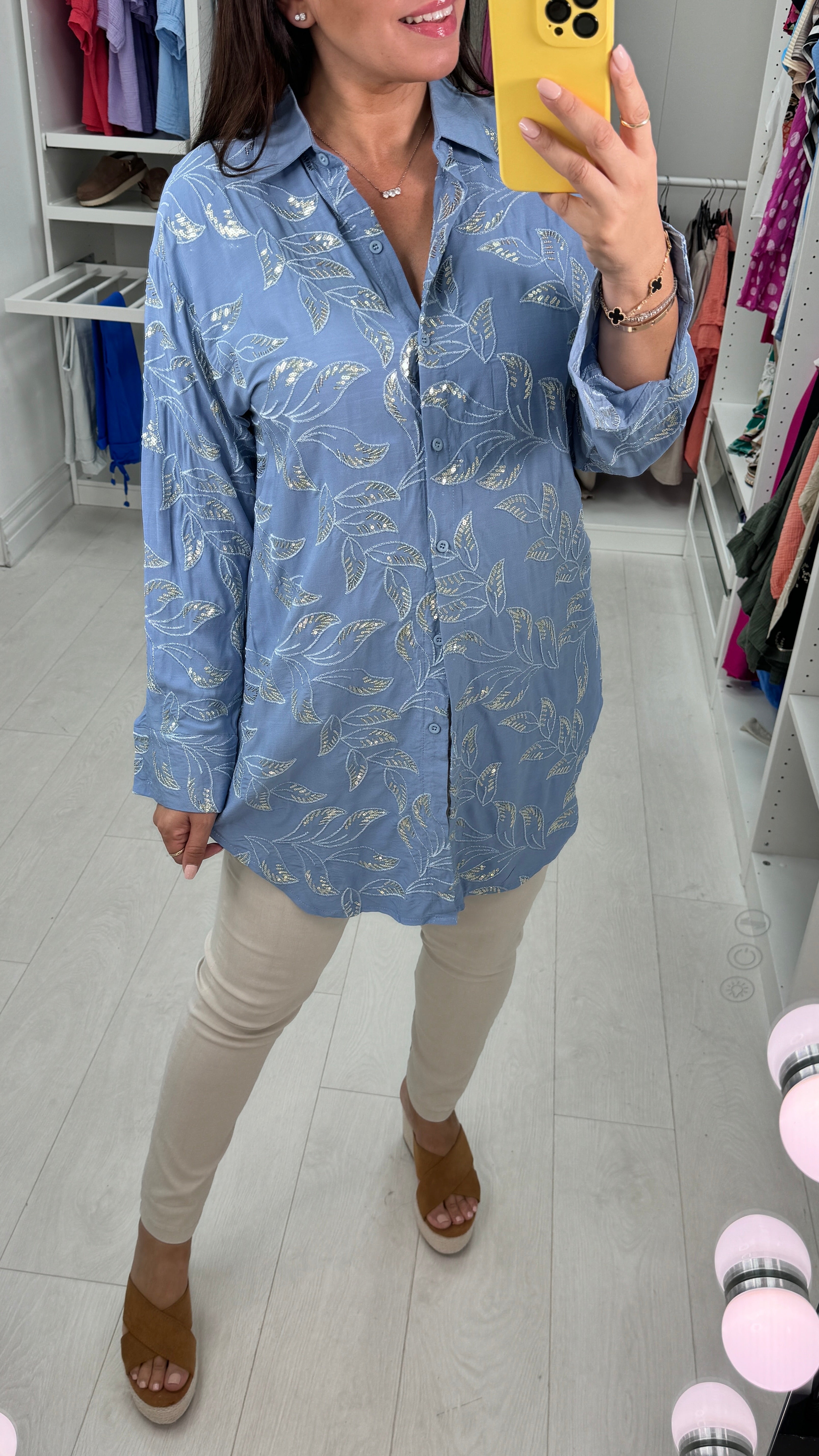 Zoraida Embroidery And Sequin Detail Shirt