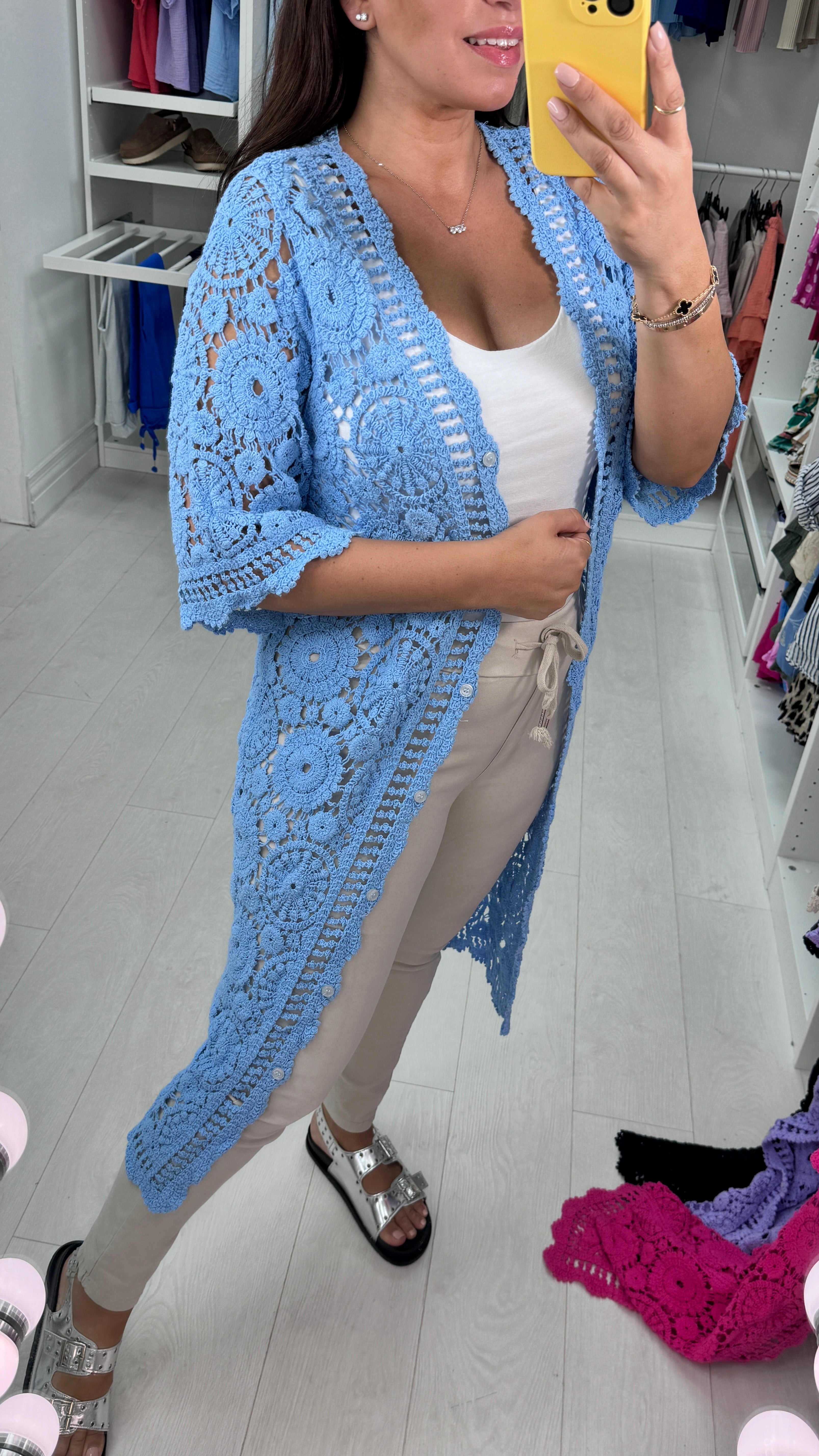 Abril Crochet Longline Cardigan