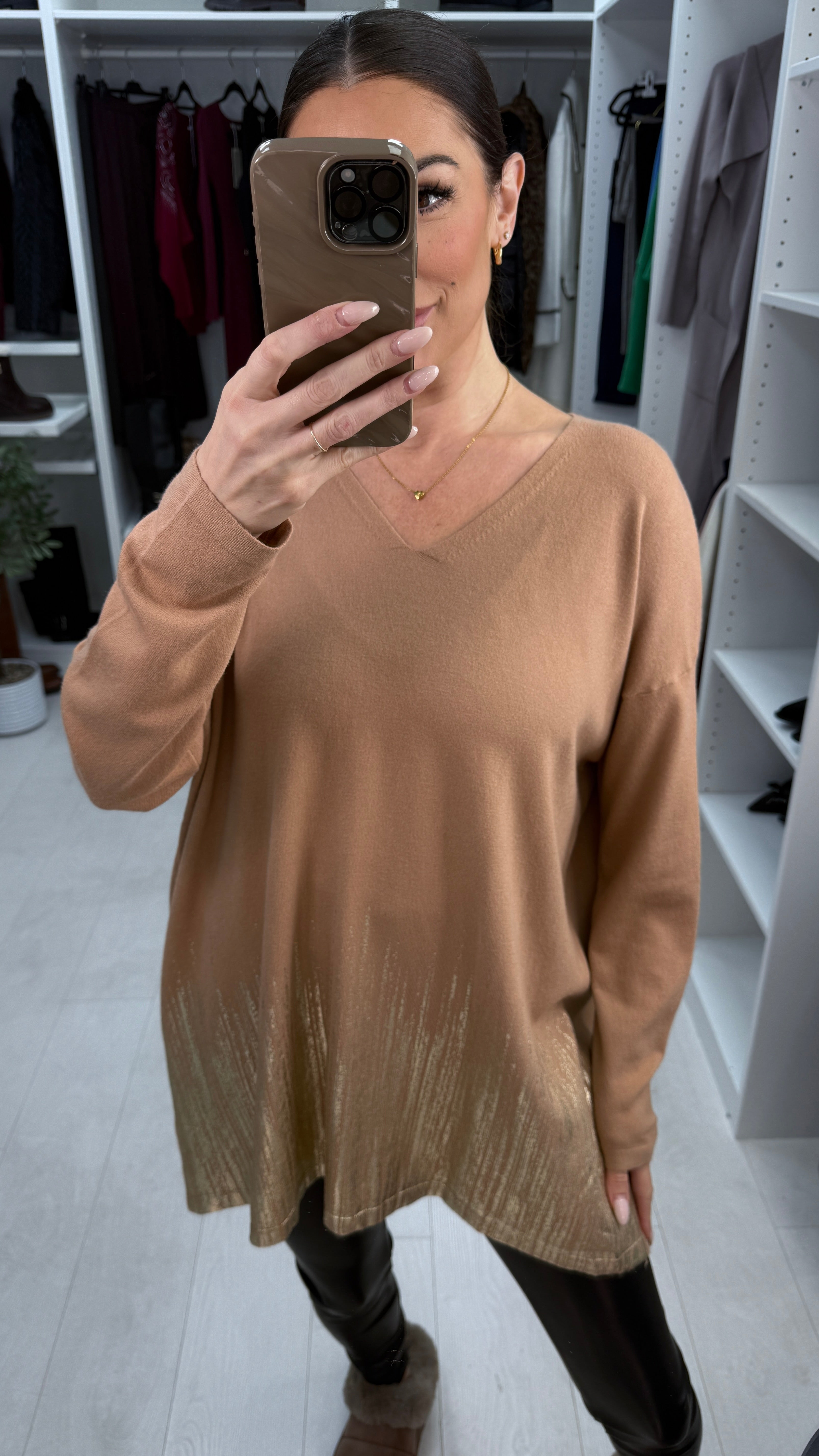 Laurena Plain Detailed Hem Loose Fit Jumper