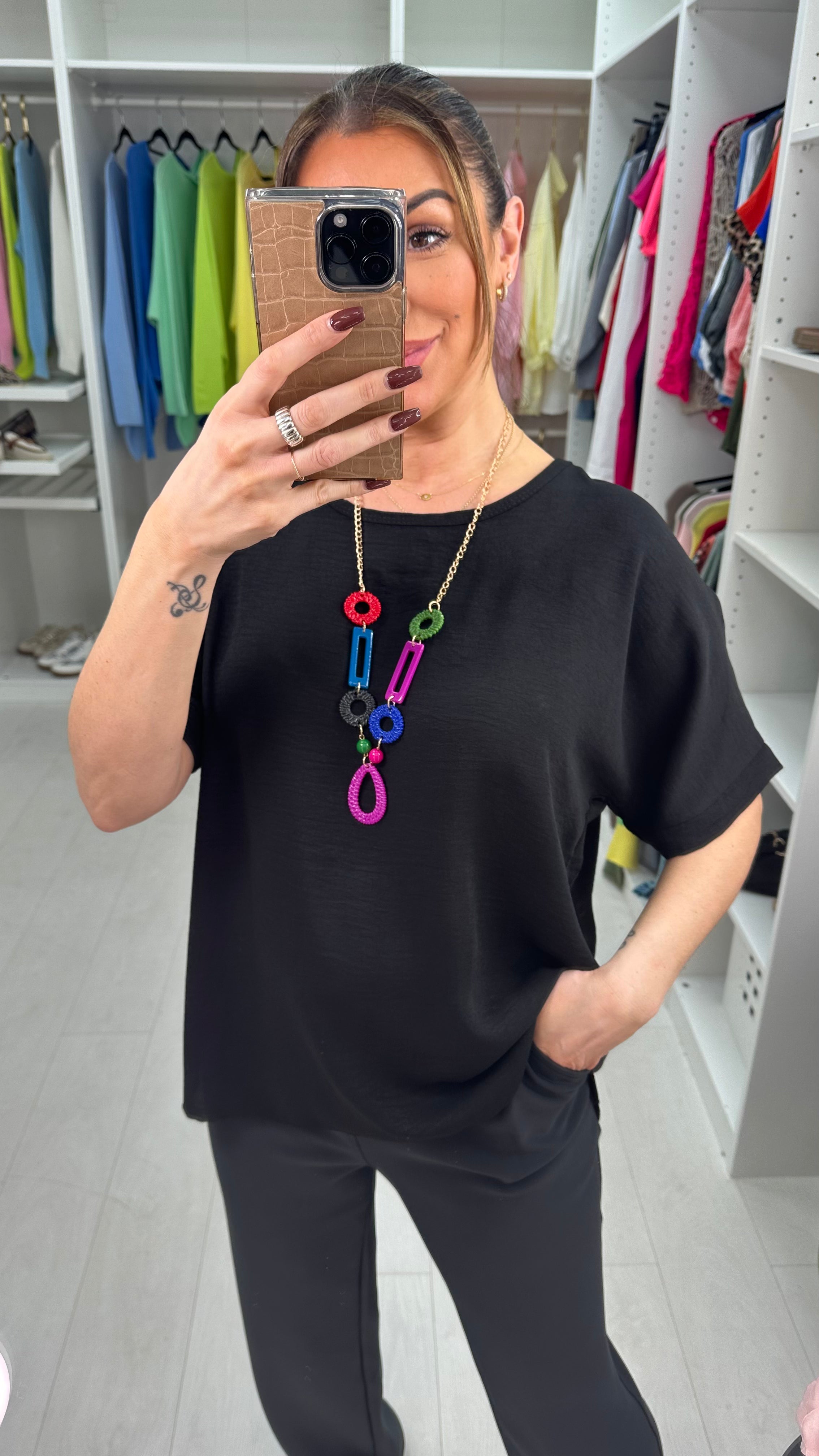 Channon Plain Loose Fit Necklace Top