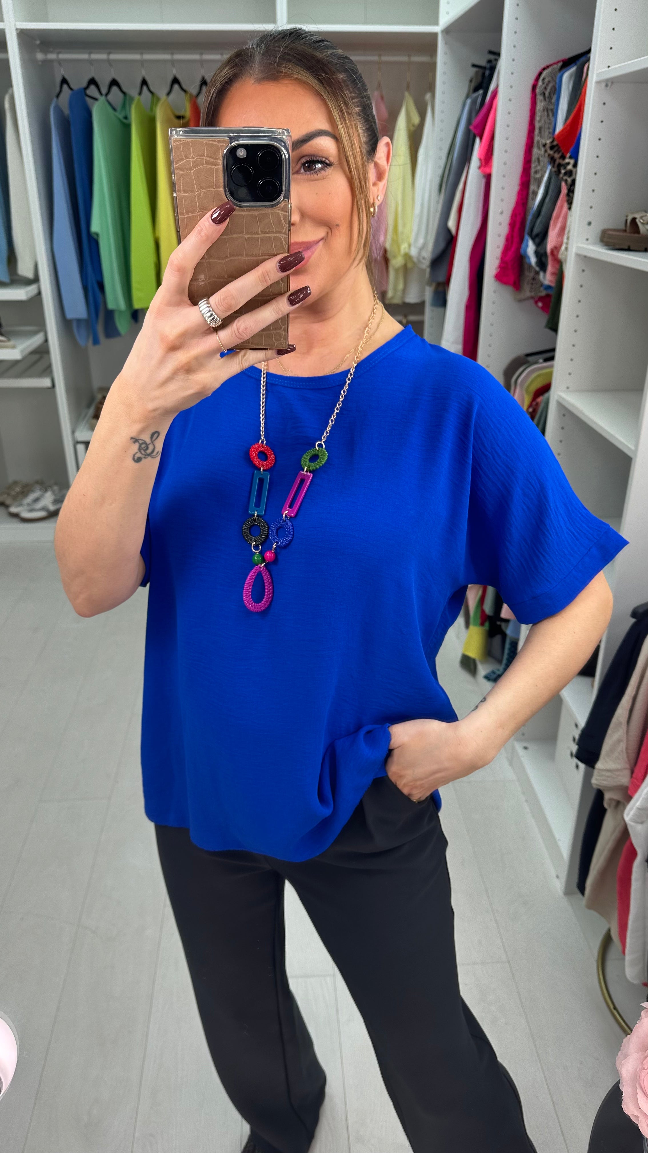 Channon Plain Loose Fit Necklace Top