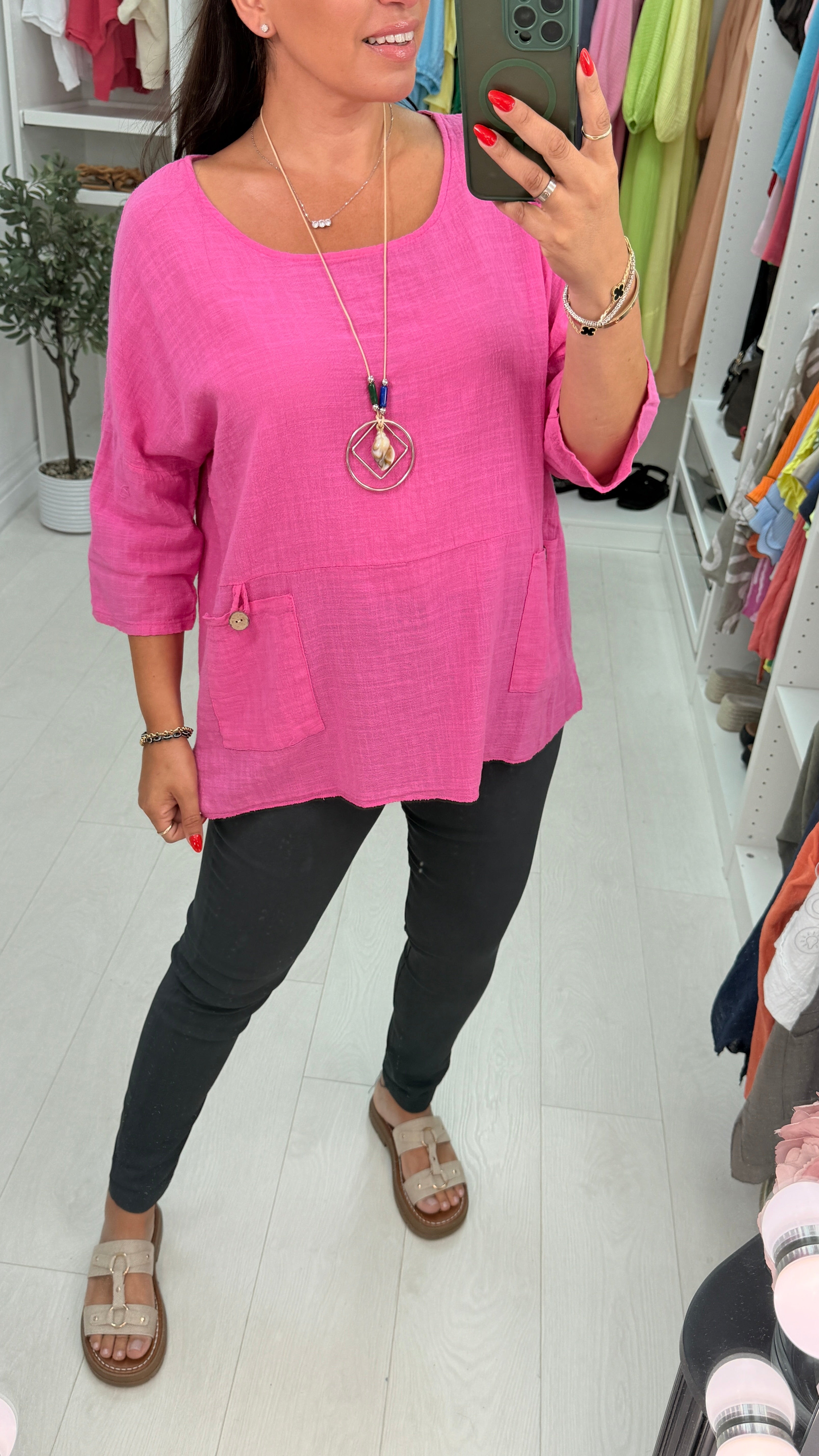 Sloane Plain Loose Fit Pocket Top