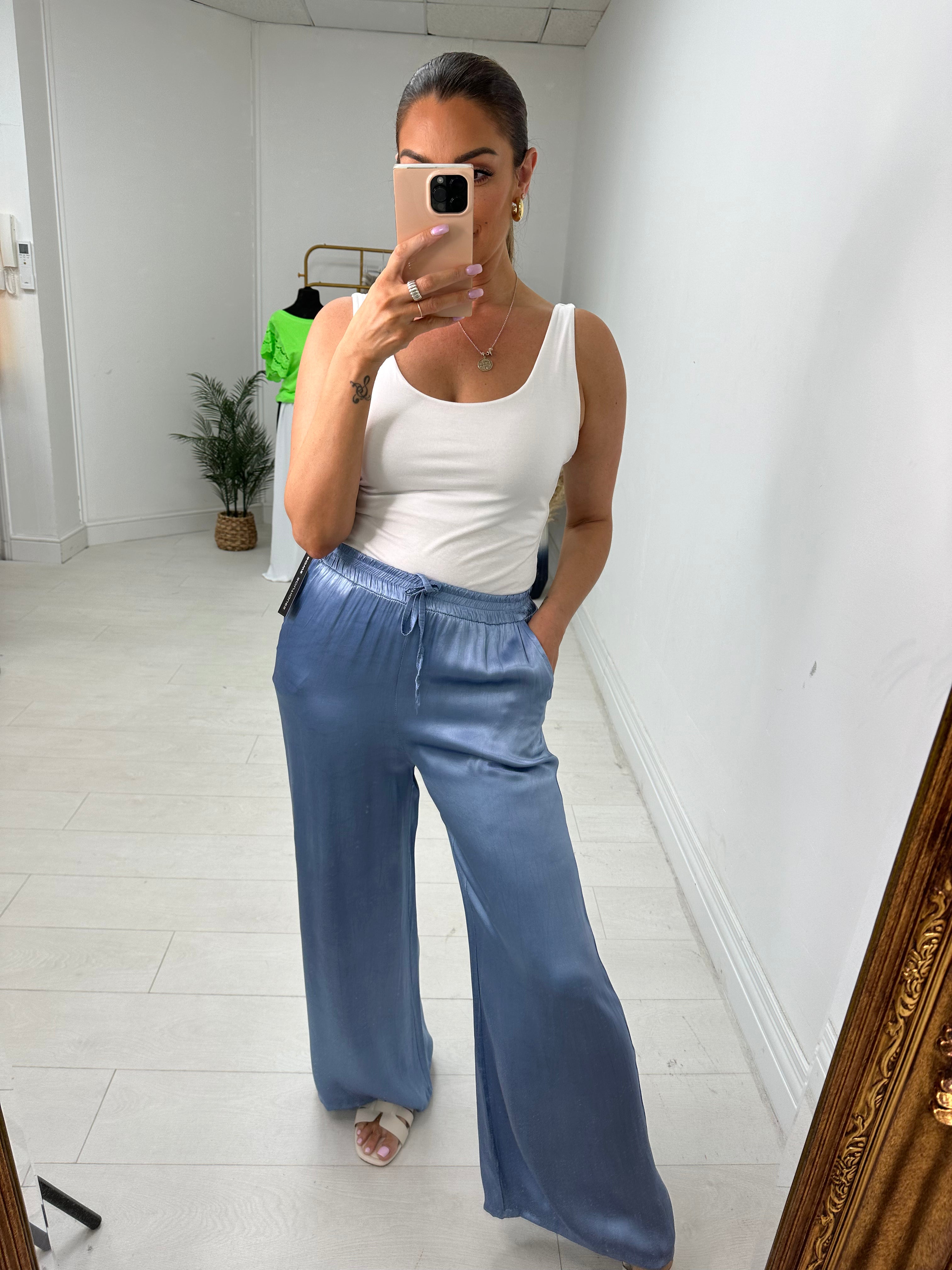 Hope Elasticated Plain Satin Trousers