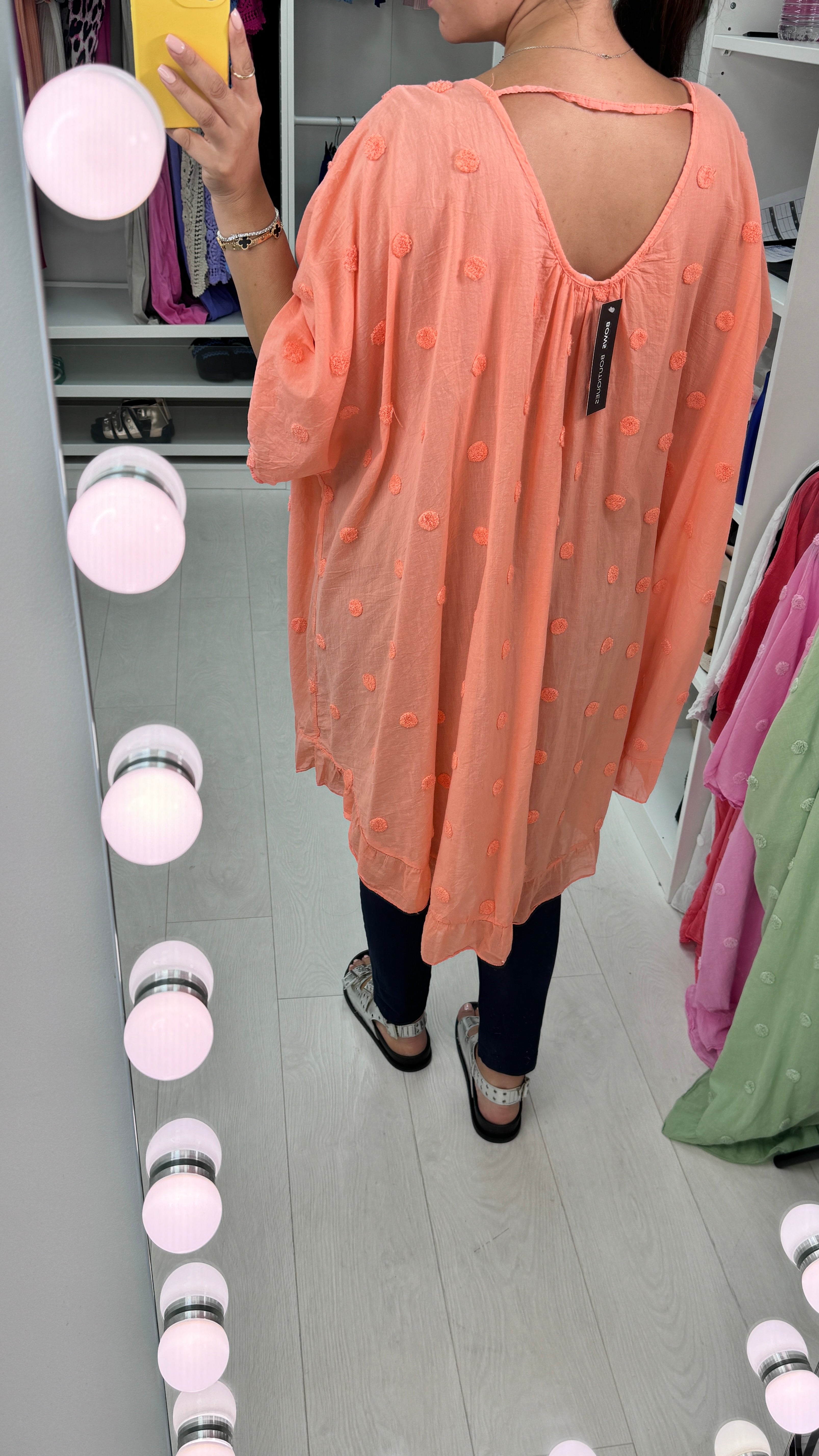 Dominga Dot Detail Lightweight Oversized Top