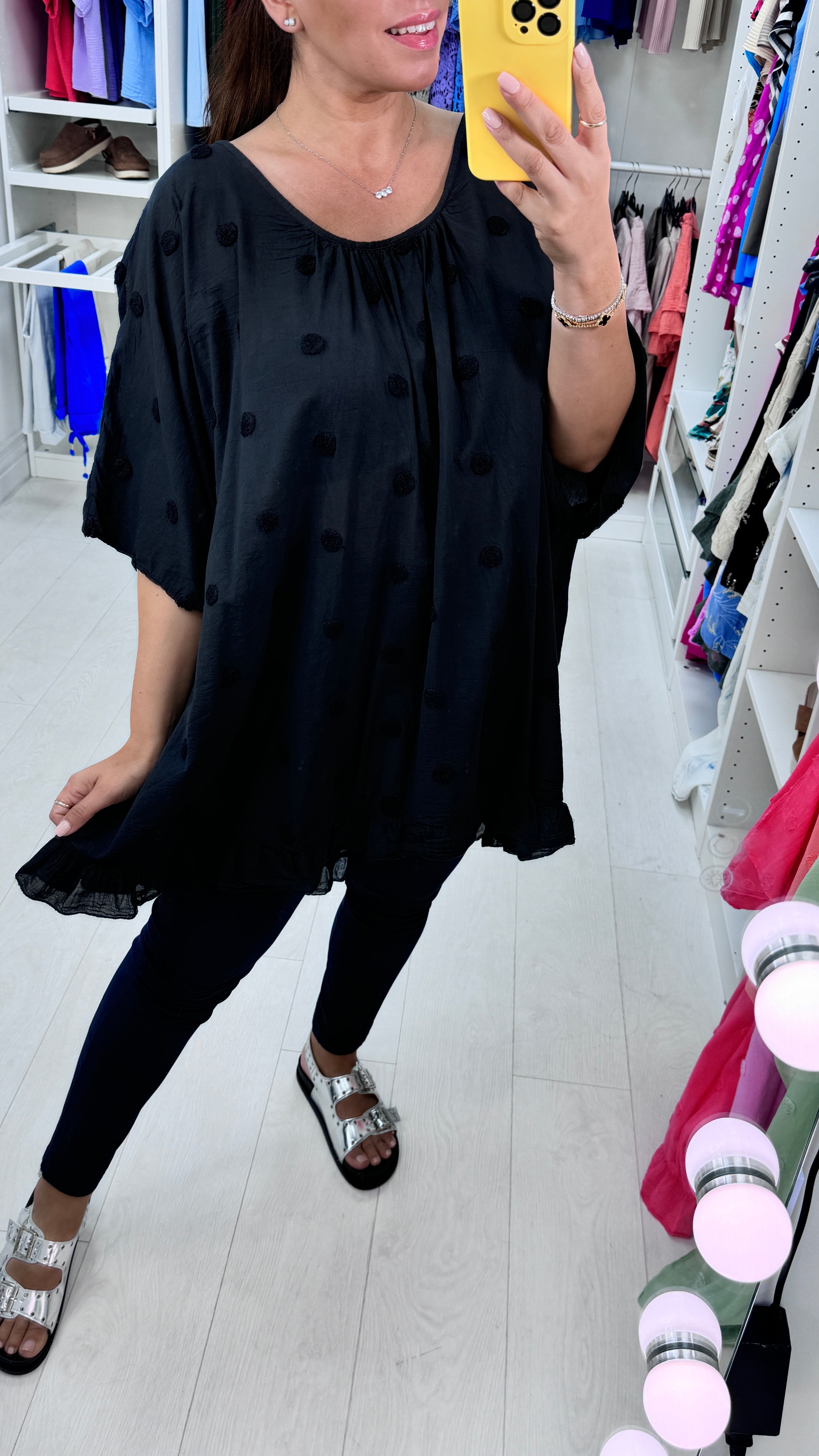 Dominga Dot Detail Lightweight Oversized Top