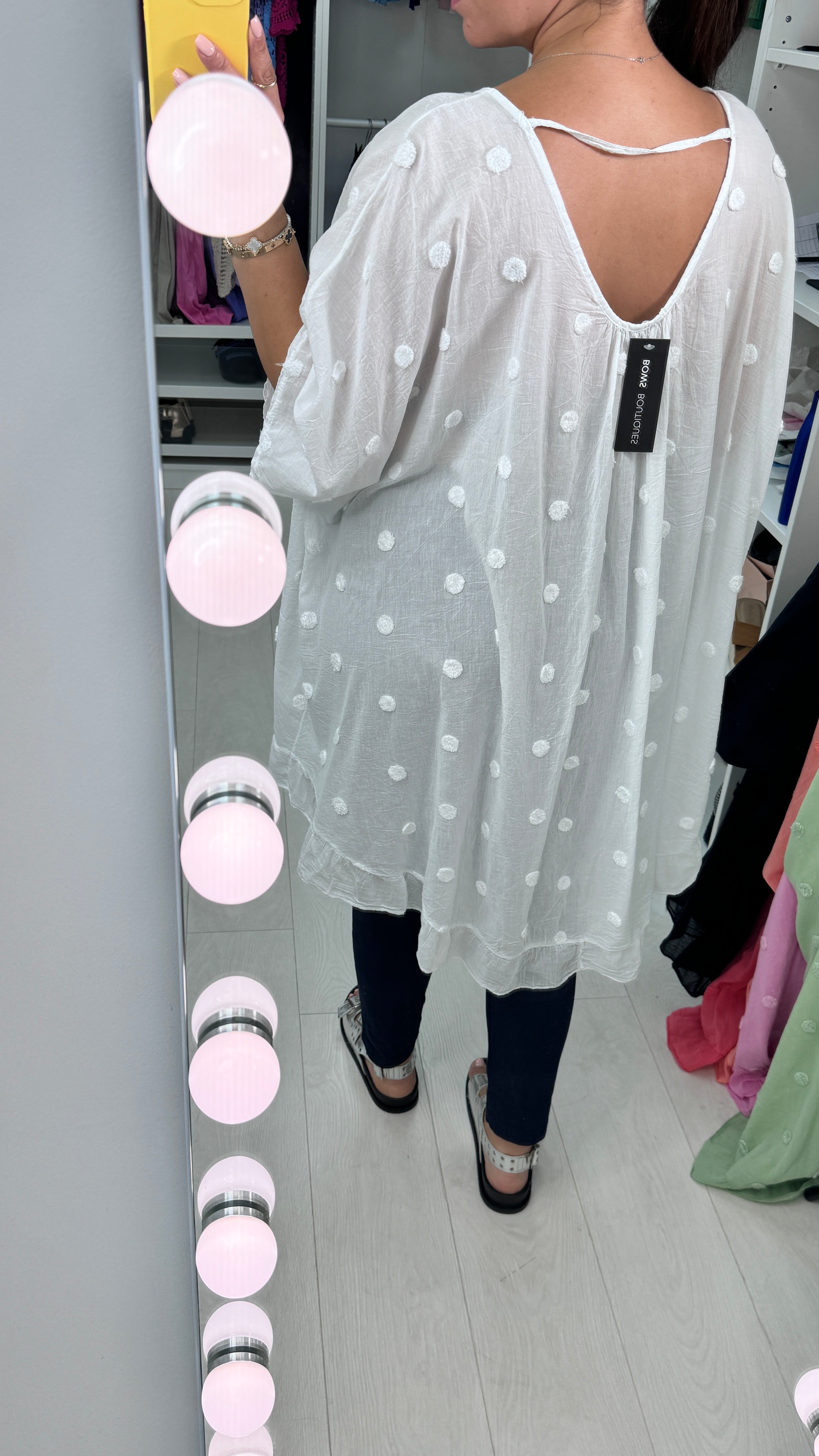 Dominga Dot Detail Lightweight Oversized Top