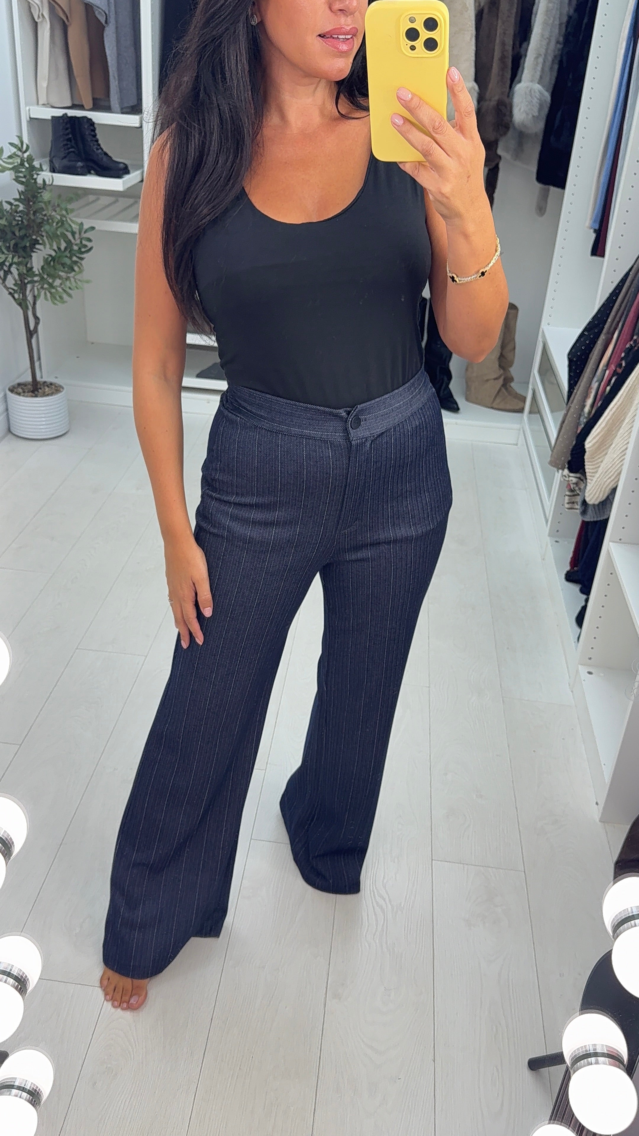 Gwen Stripe Detail Wide Leg Trousers