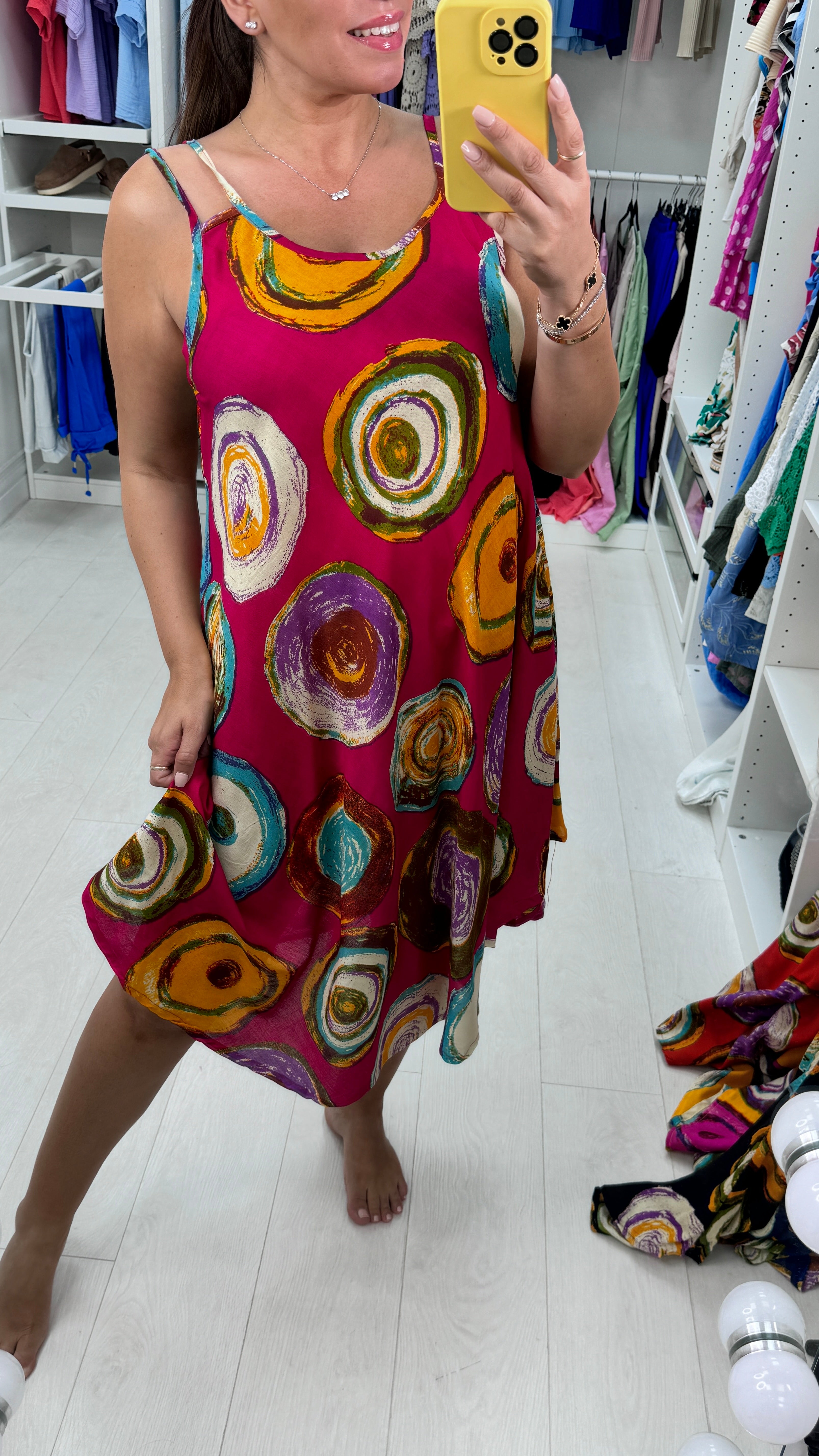 Benedita Abstract Circle Print Midi Dress