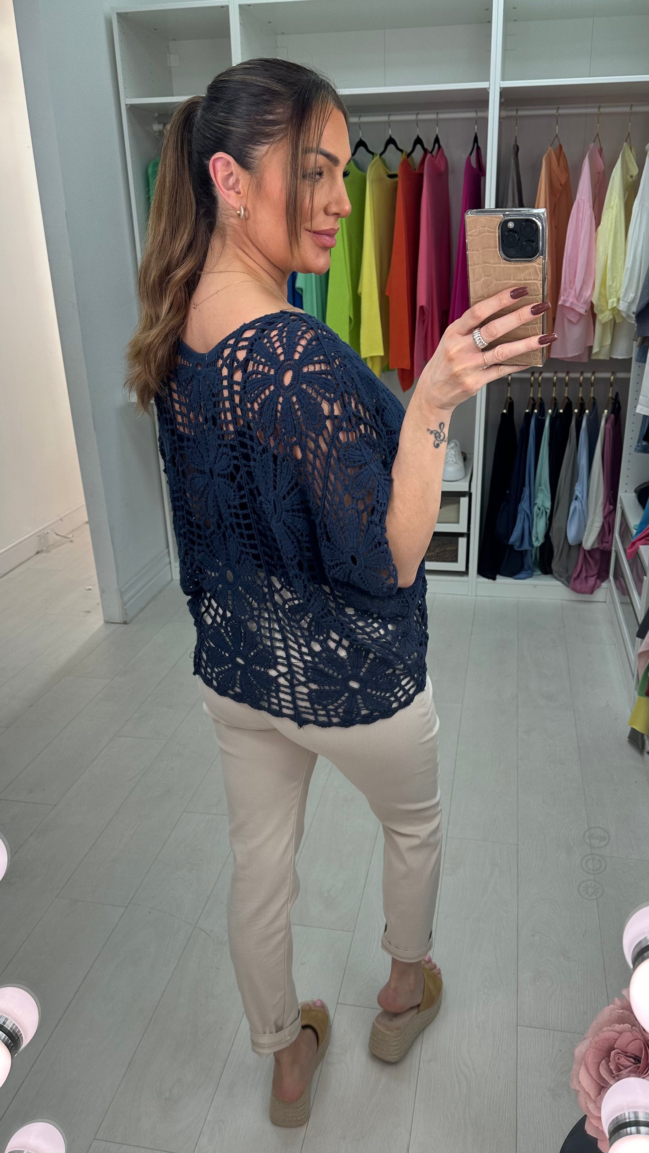 Cindy Floral Crochet Batwing Top