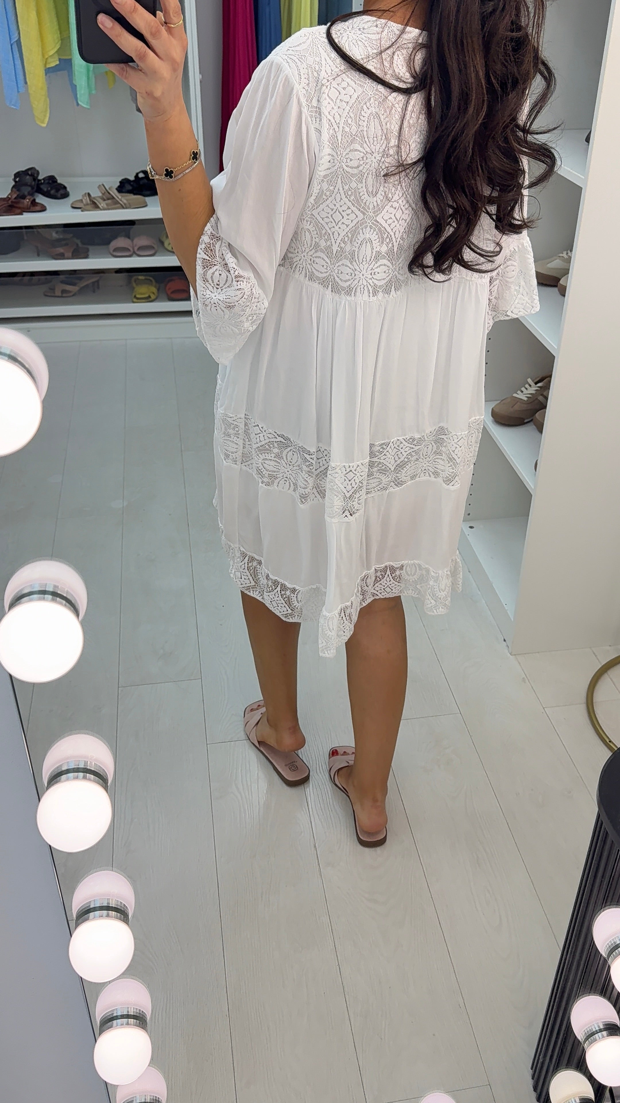 Debi Lace Embroidered Smock Dress