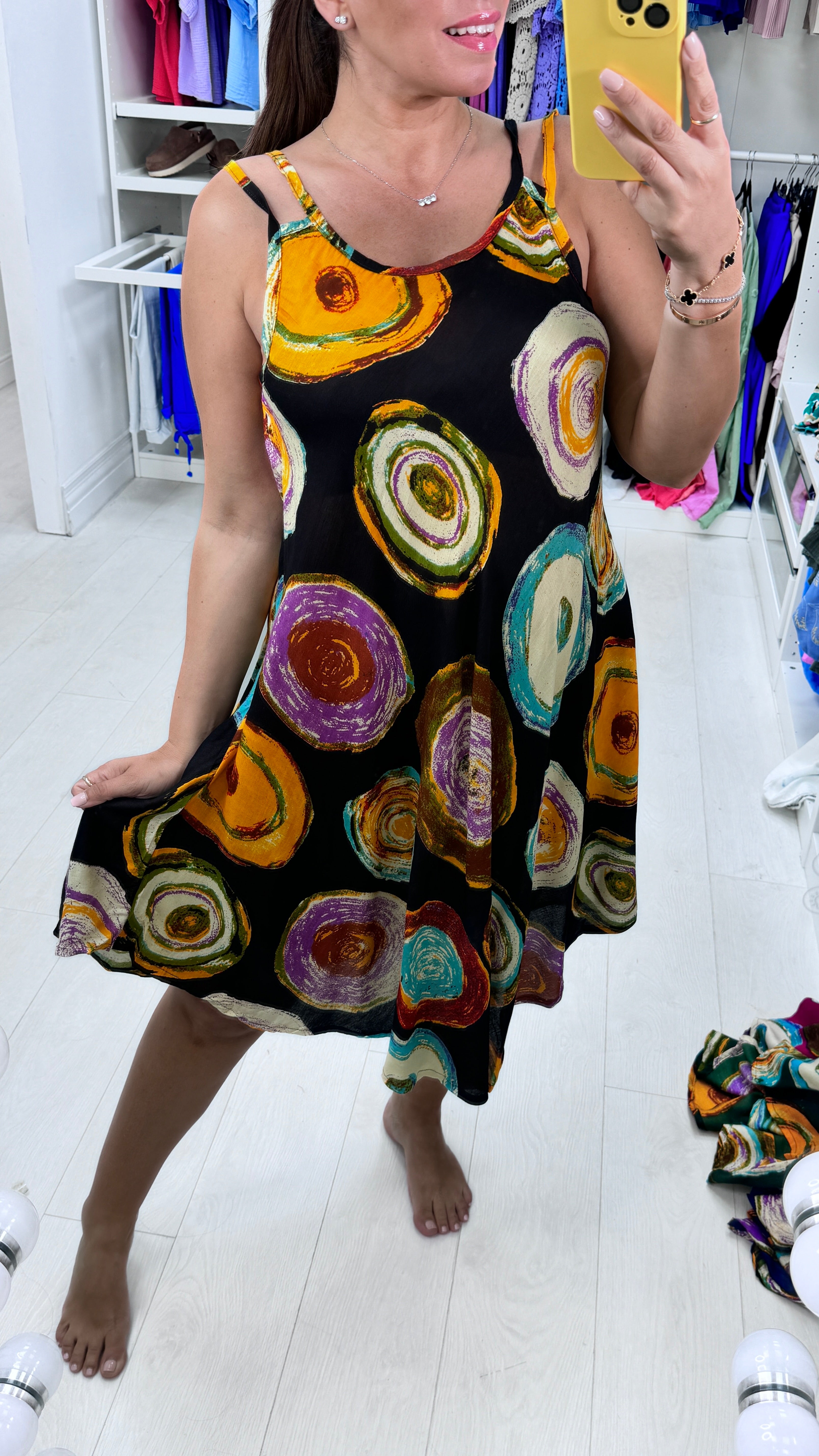 Benedita Abstract Circle Print Midi Dress