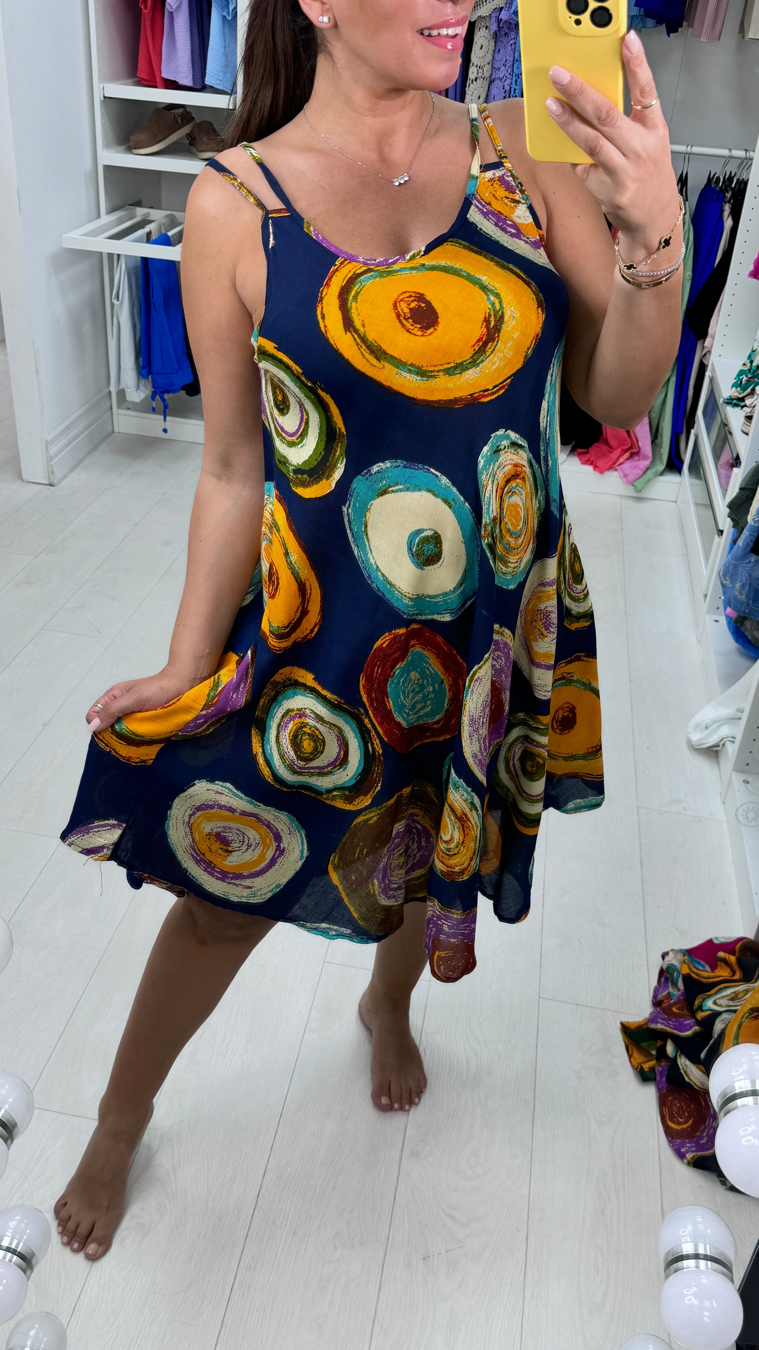 Benedita Abstract Circle Print Midi Dress