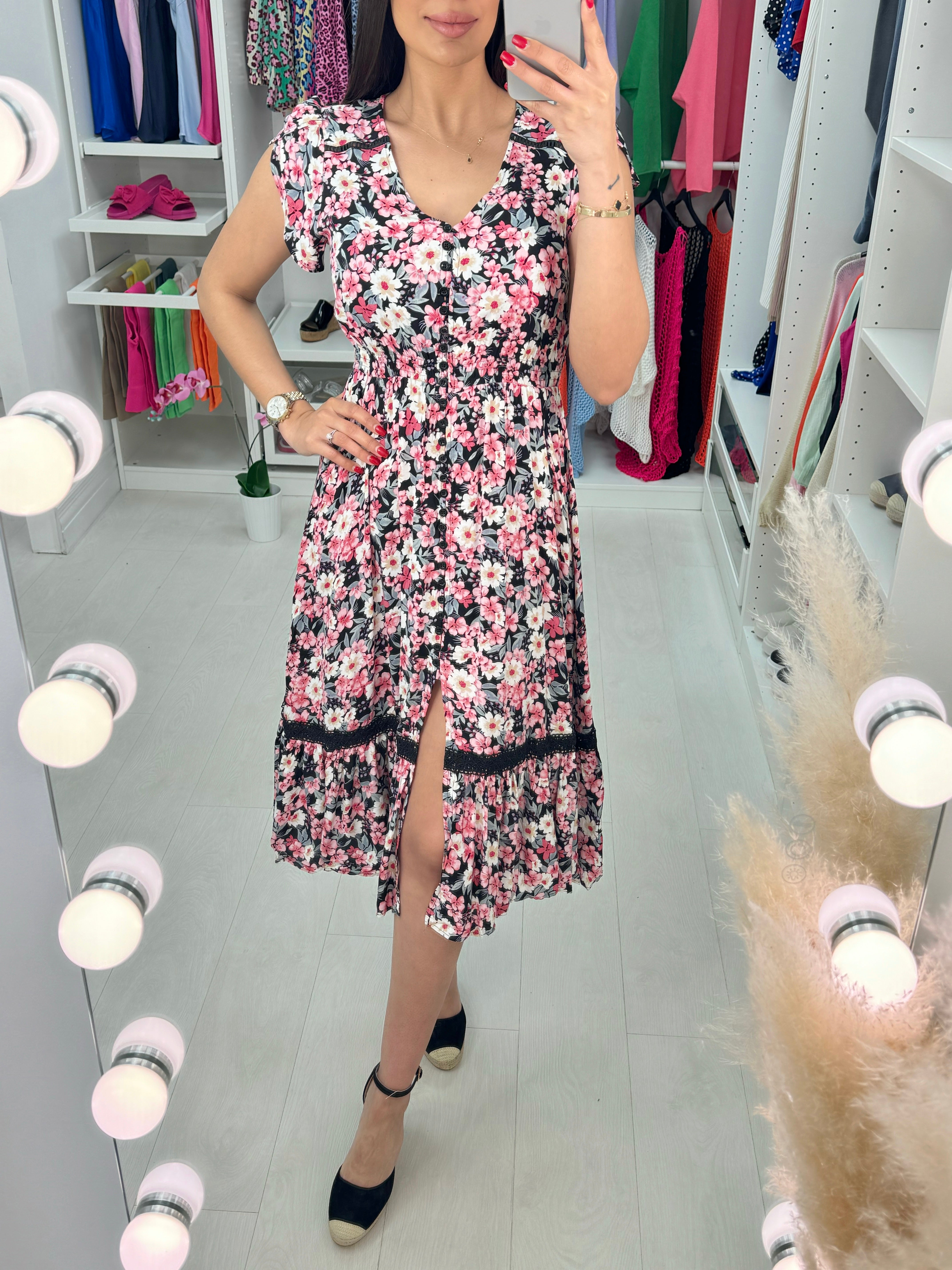 Colmar Floral Lace Detail Midi Dress