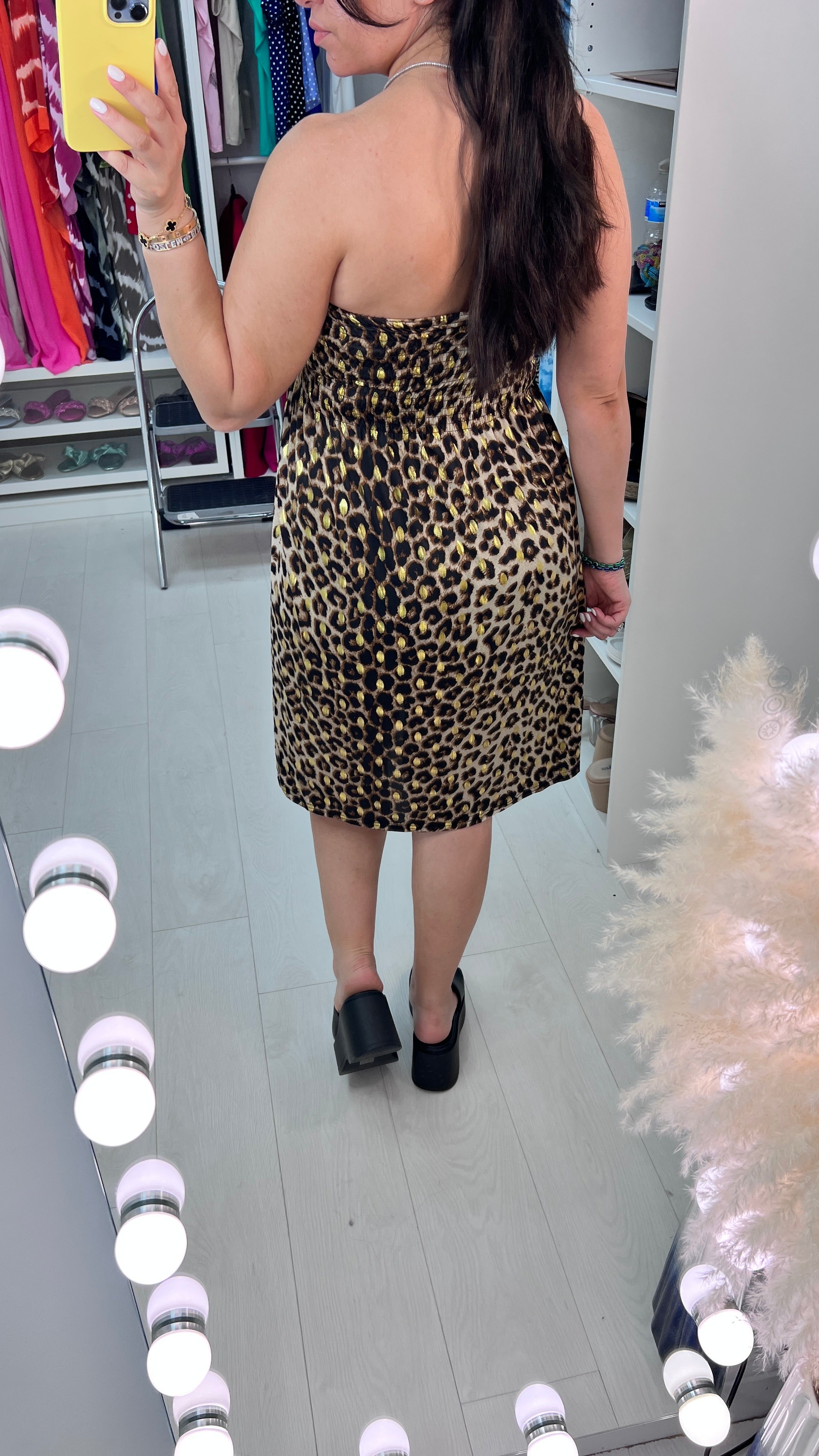 Selvie Leopard Print Elasticated Bust Dress