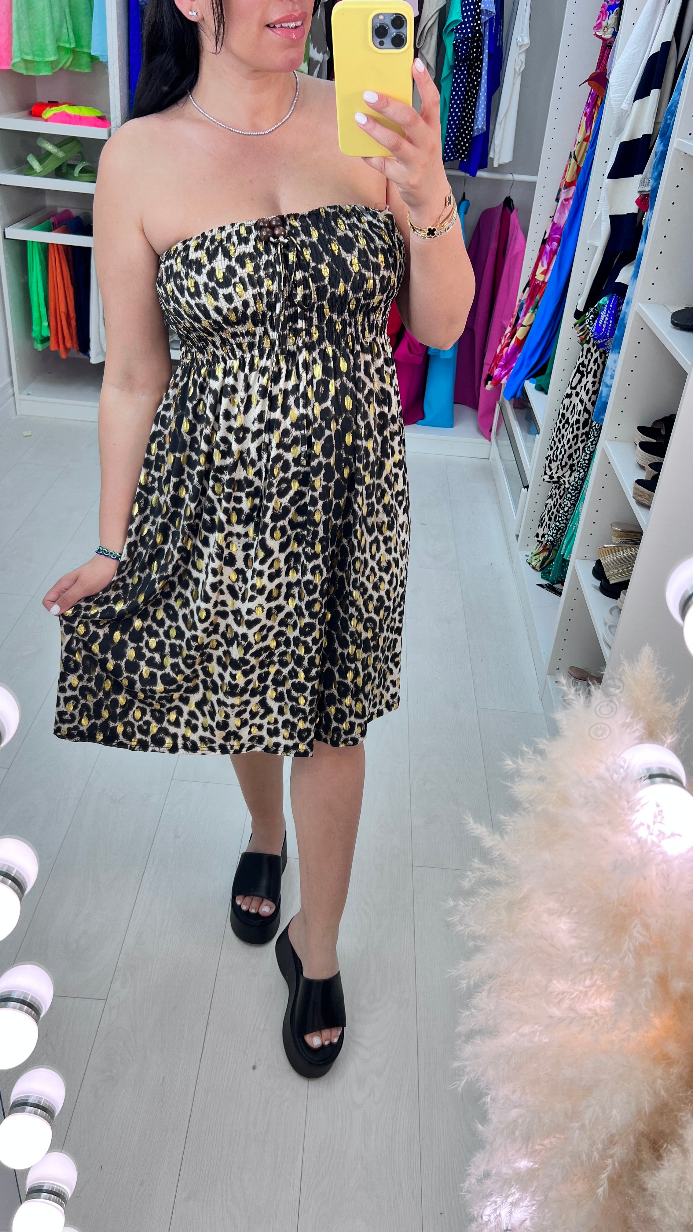 Selvie Leopard Print Elasticated Bust Dress