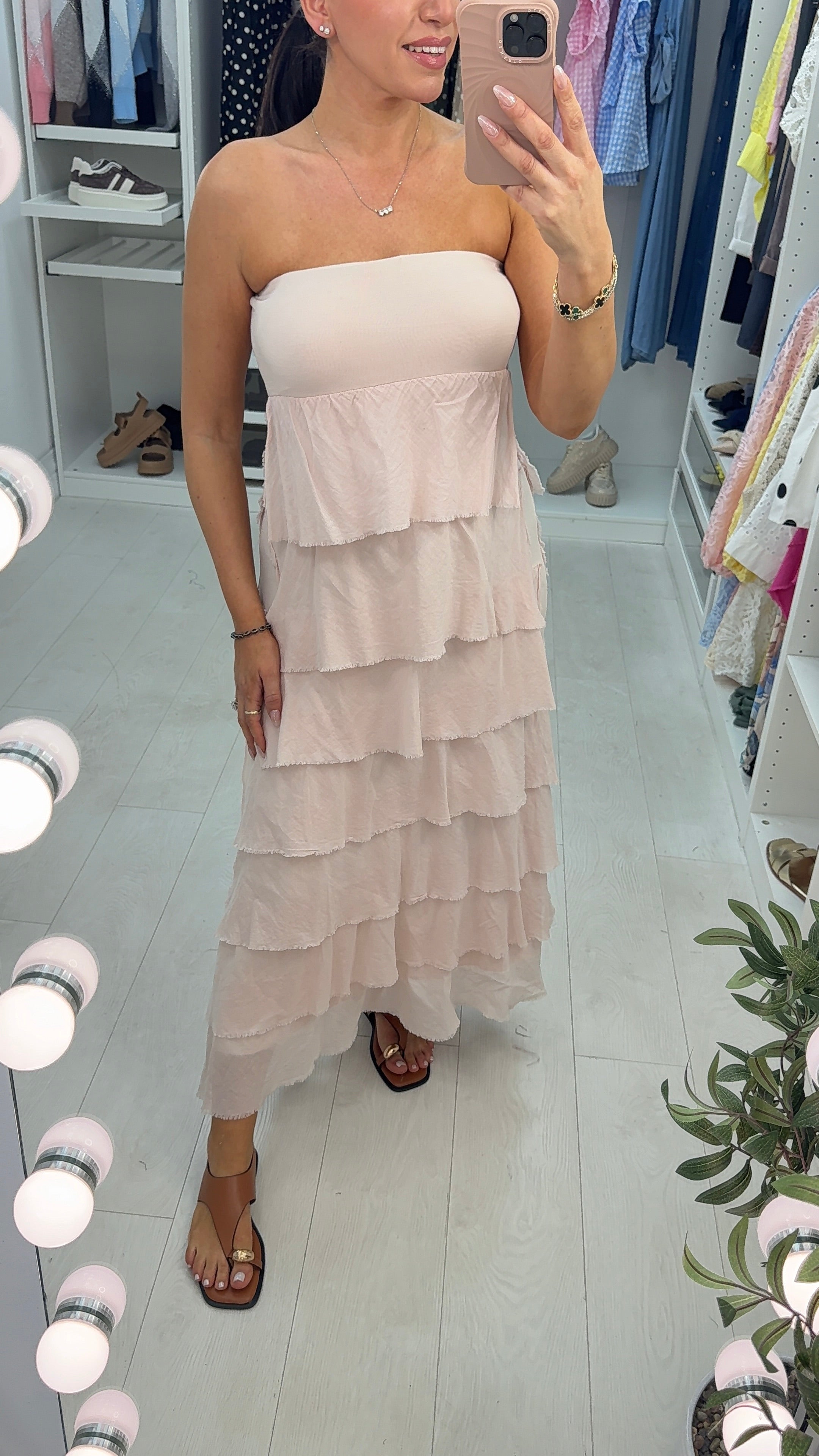 Martha Layered Bardot Ruffle Dress