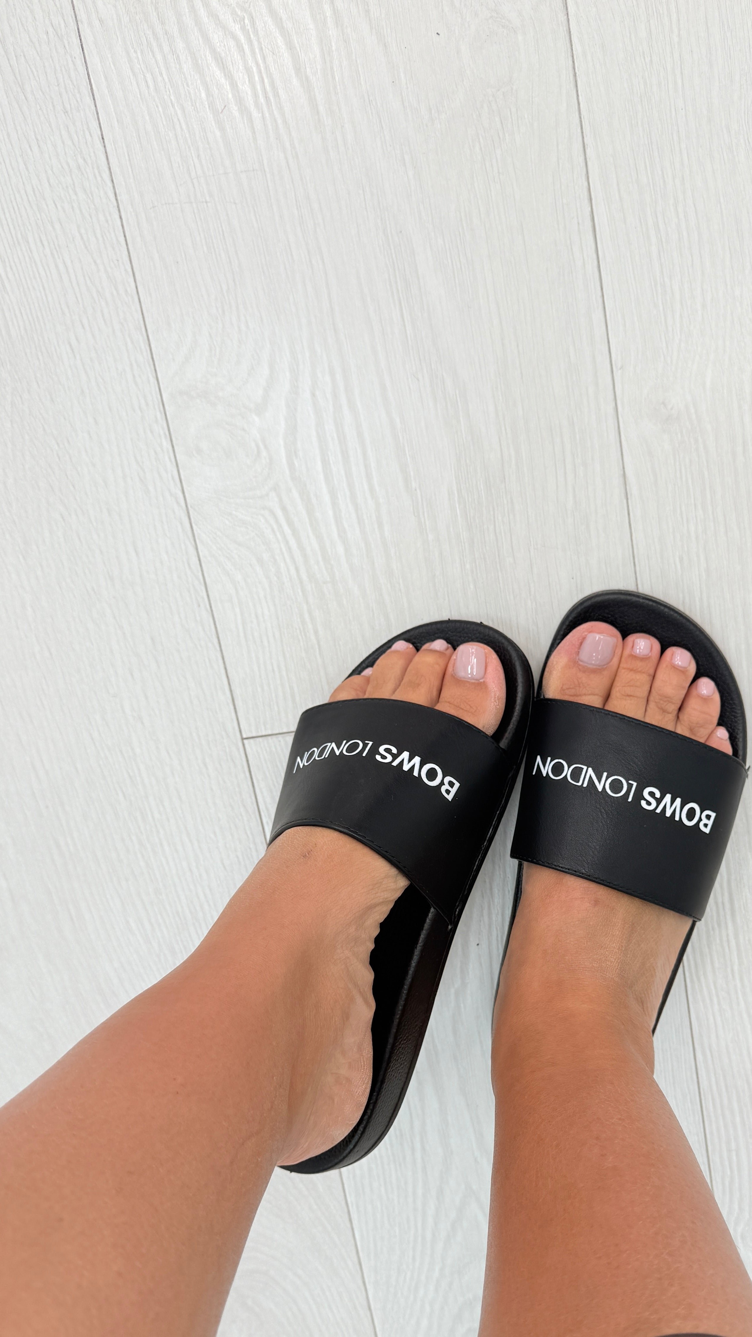 Bows London Black Sliders