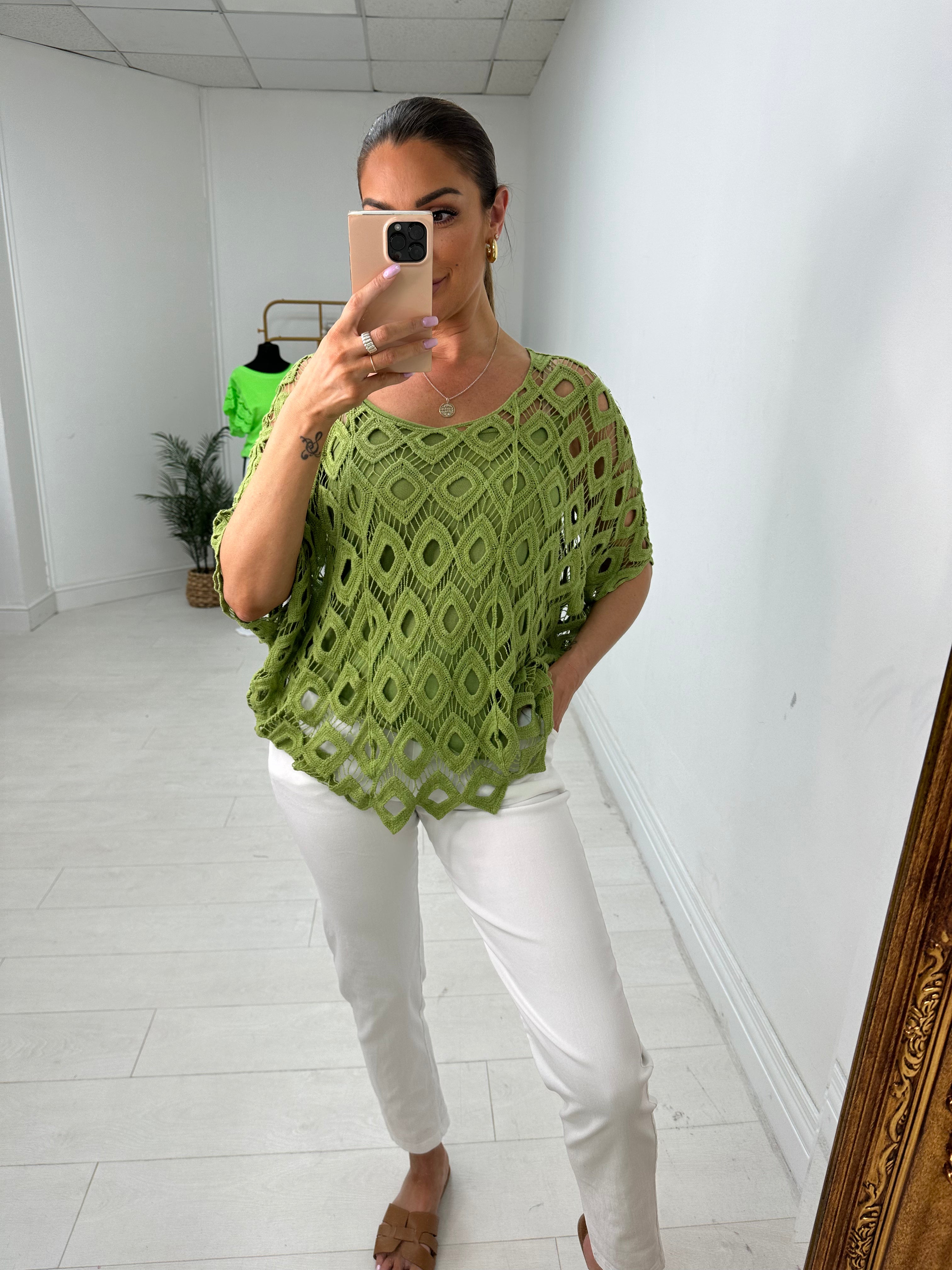 Naida Crochet Batwing Top