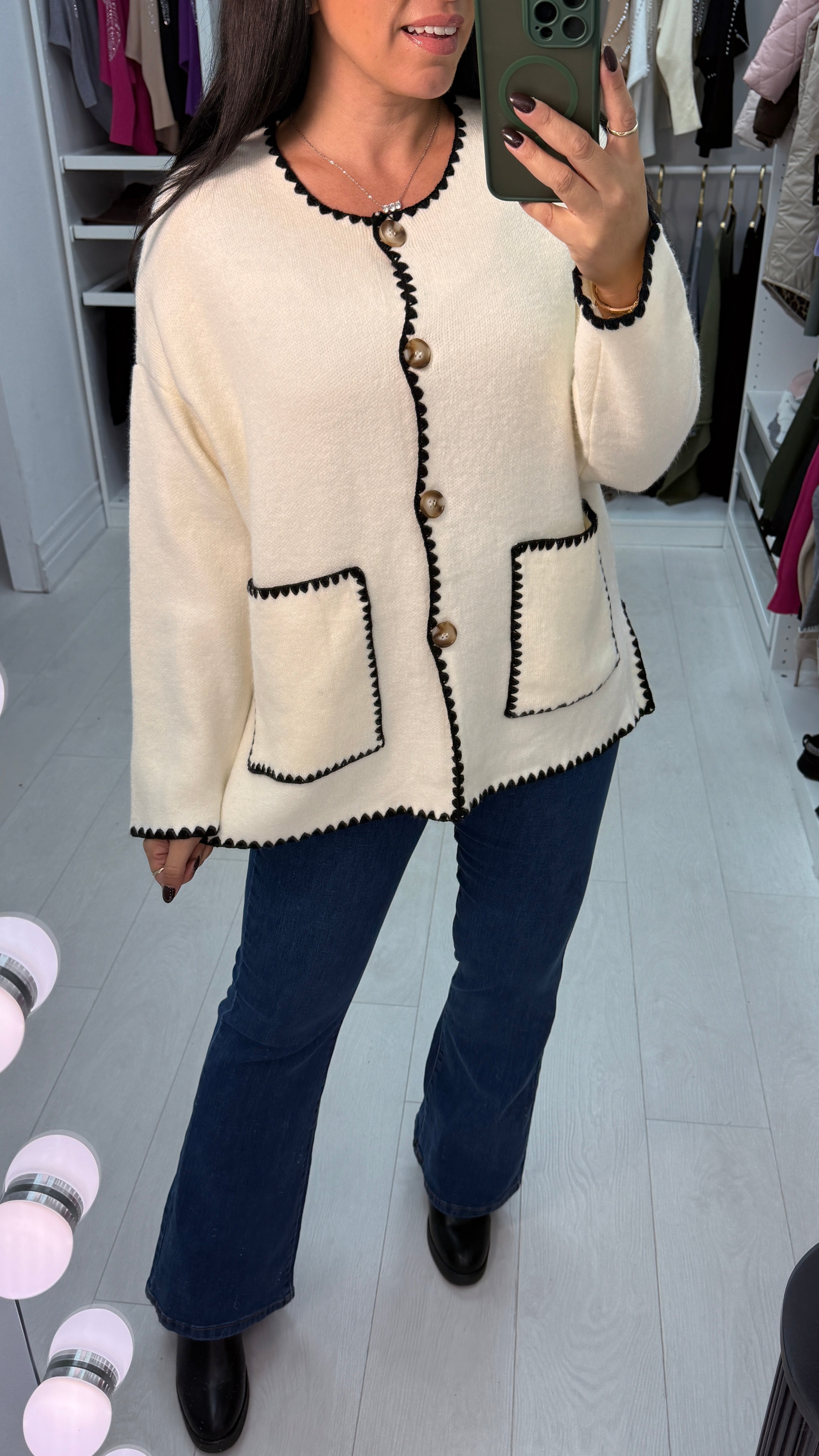 Aryanna Contrast Stitch Cardigan